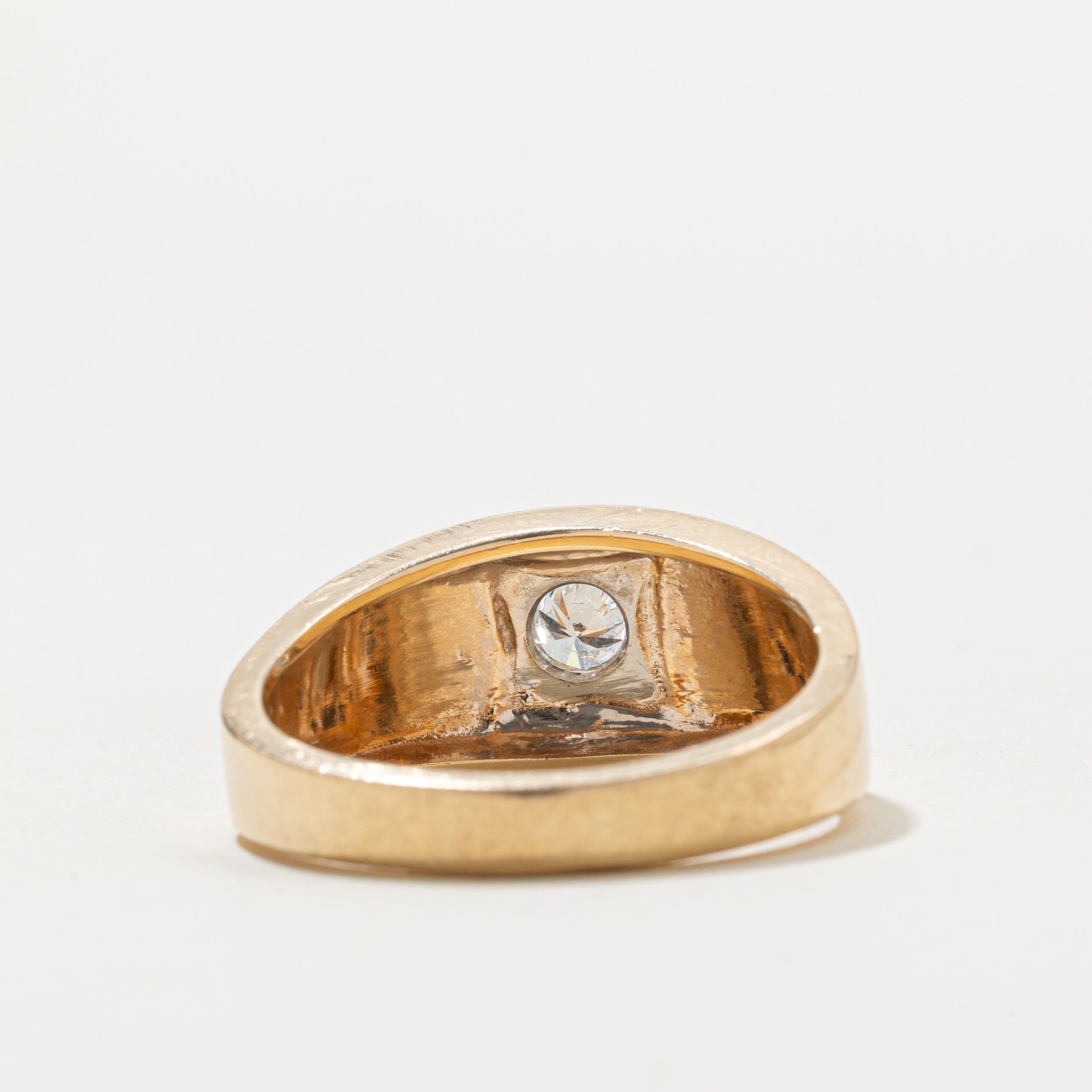 14k Diamond Textured Geometric Ring | 0.34ct SI1 I/J | SZ 12.25