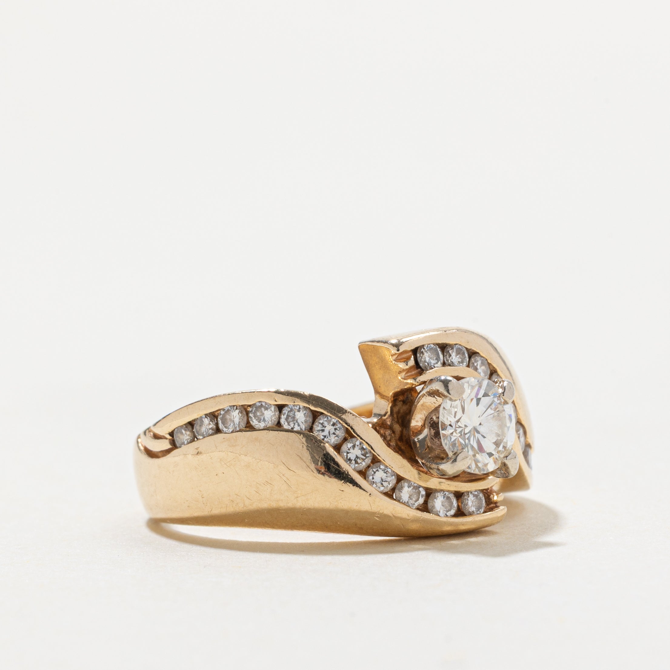 14k Diamond Wave Bypass Ring | 0.40ct SI1 G/H, 0.44ctw | SZ 6.25