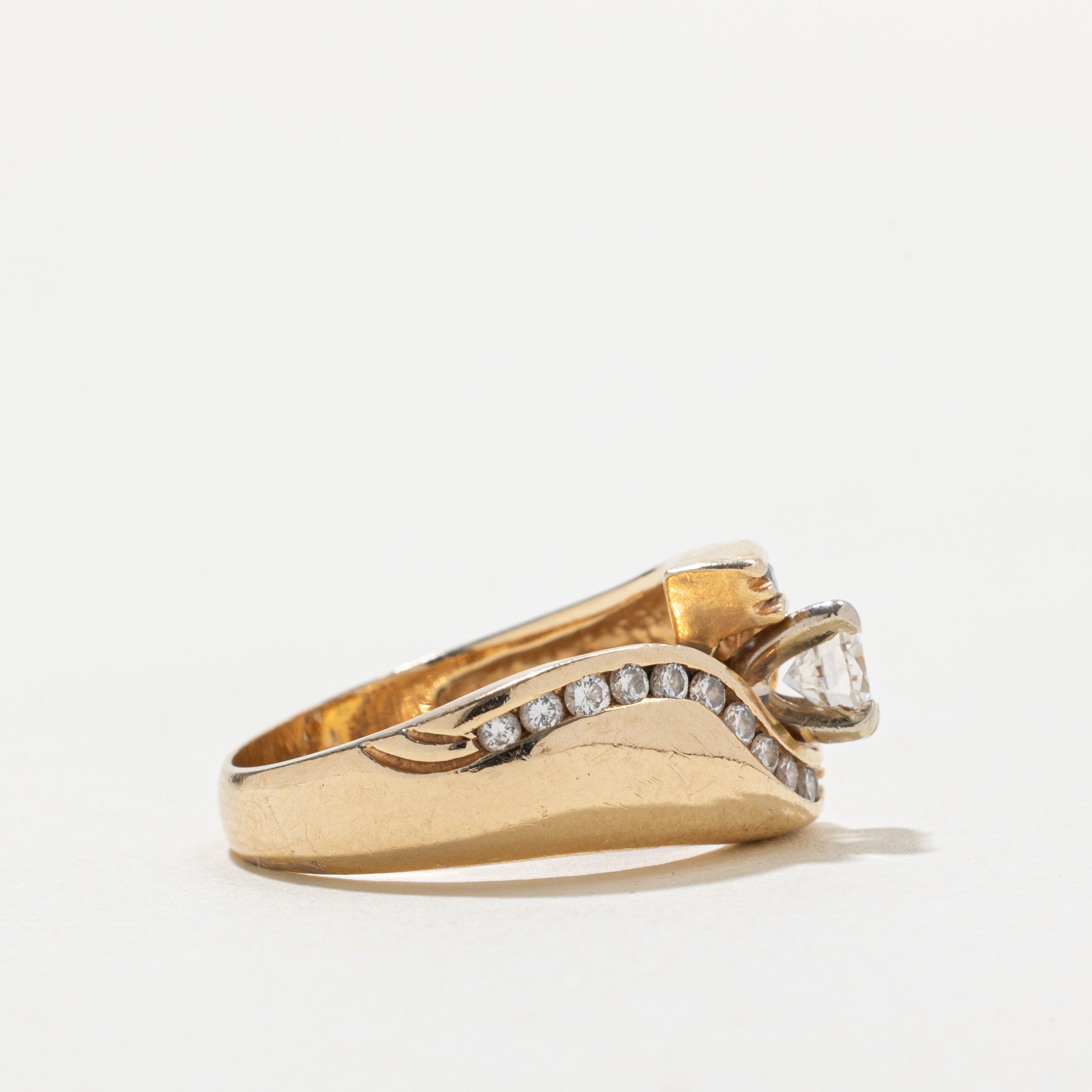 14k Diamond Wave Bypass Ring | 0.40ct SI1 G/H, 0.44ctw | SZ 6.25