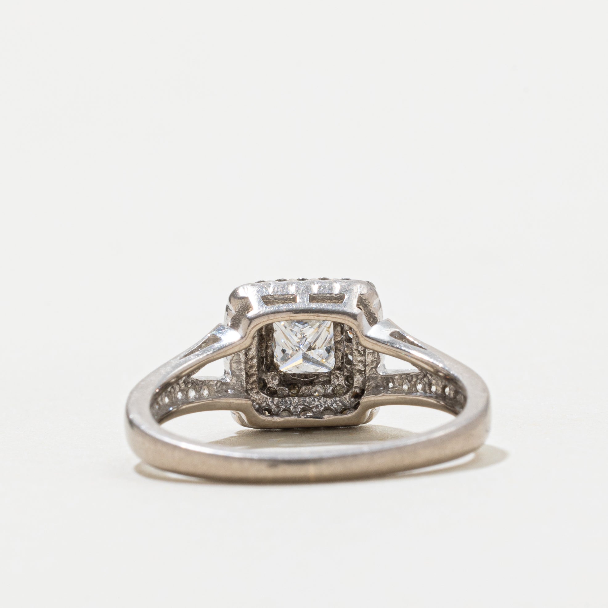 18k Princess Cut Diamond Double Halo Ring | 0.35ct SI1/SI2 F/G, 0.36ctw | SZ 5.25