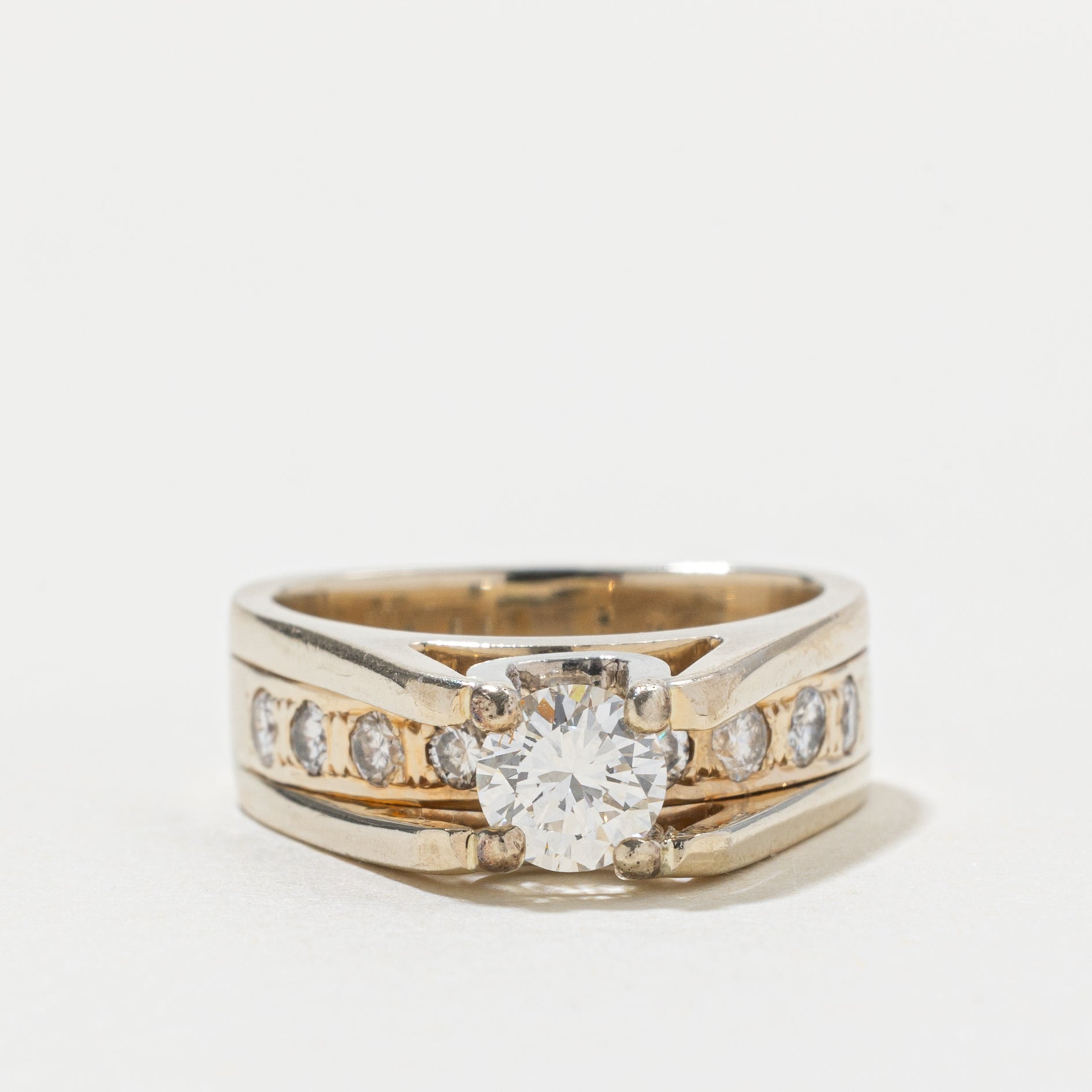 18k High Set Diamond Euro Shank Ring | 0.60ct VS1 I, 0.40ctw | SZ 5.75