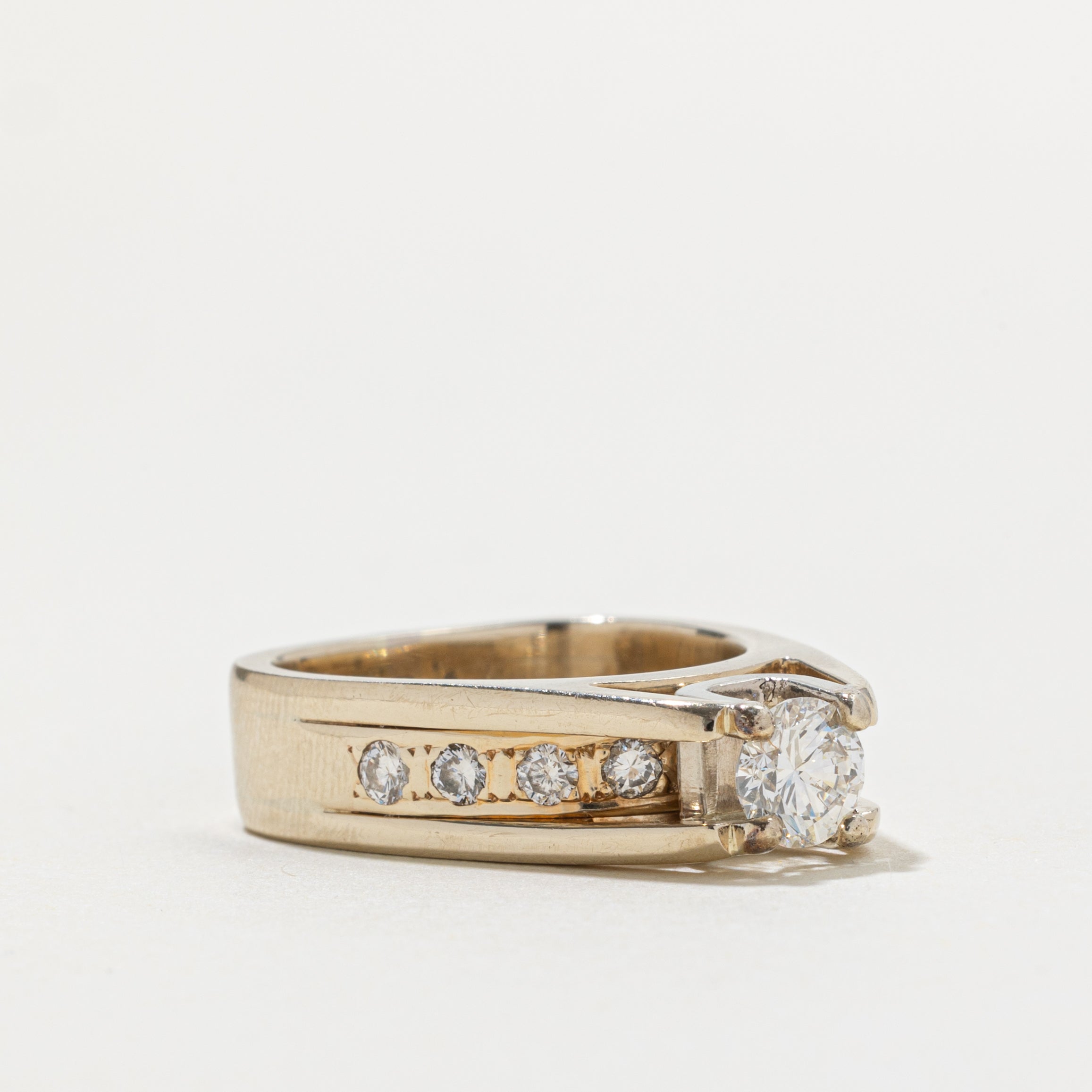 18k High Set Diamond Euro Shank Ring | 0.60ct VS1 I, 0.40ctw | SZ 5.75