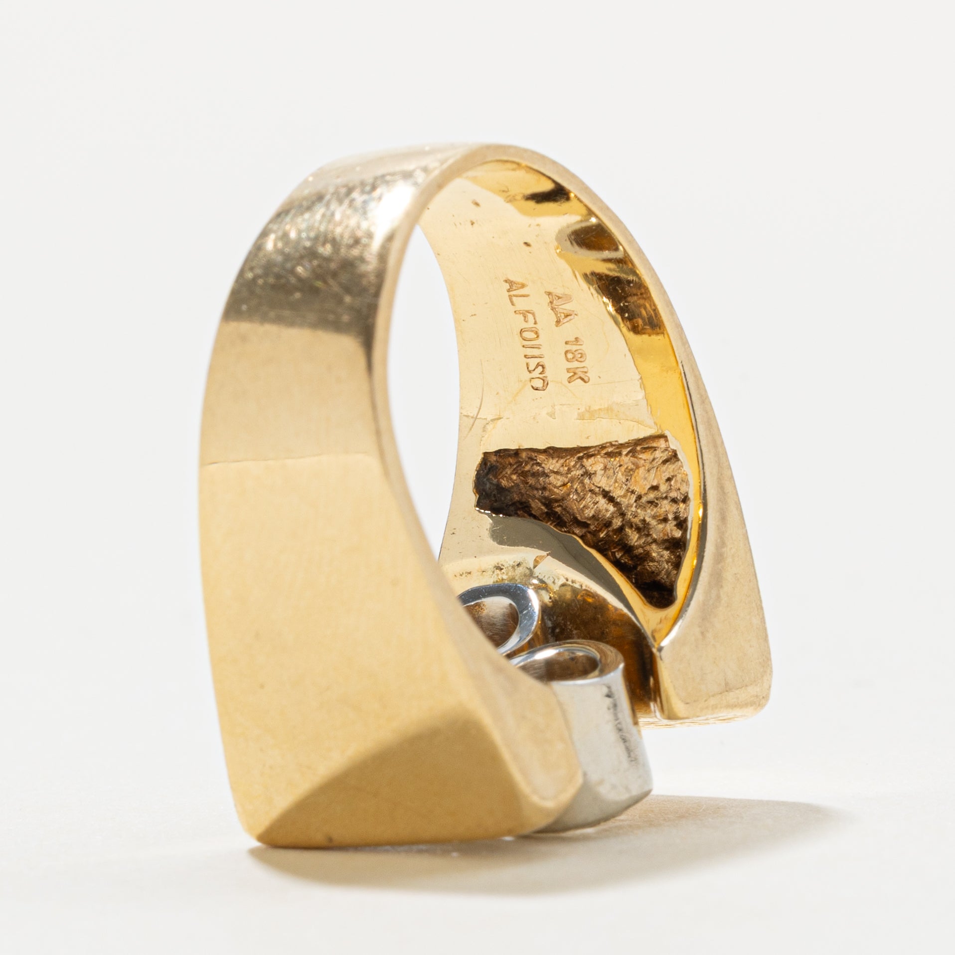 18k Bezel Set Diamond Chunky Geometric Ring | 1.26ctw | SZ 9