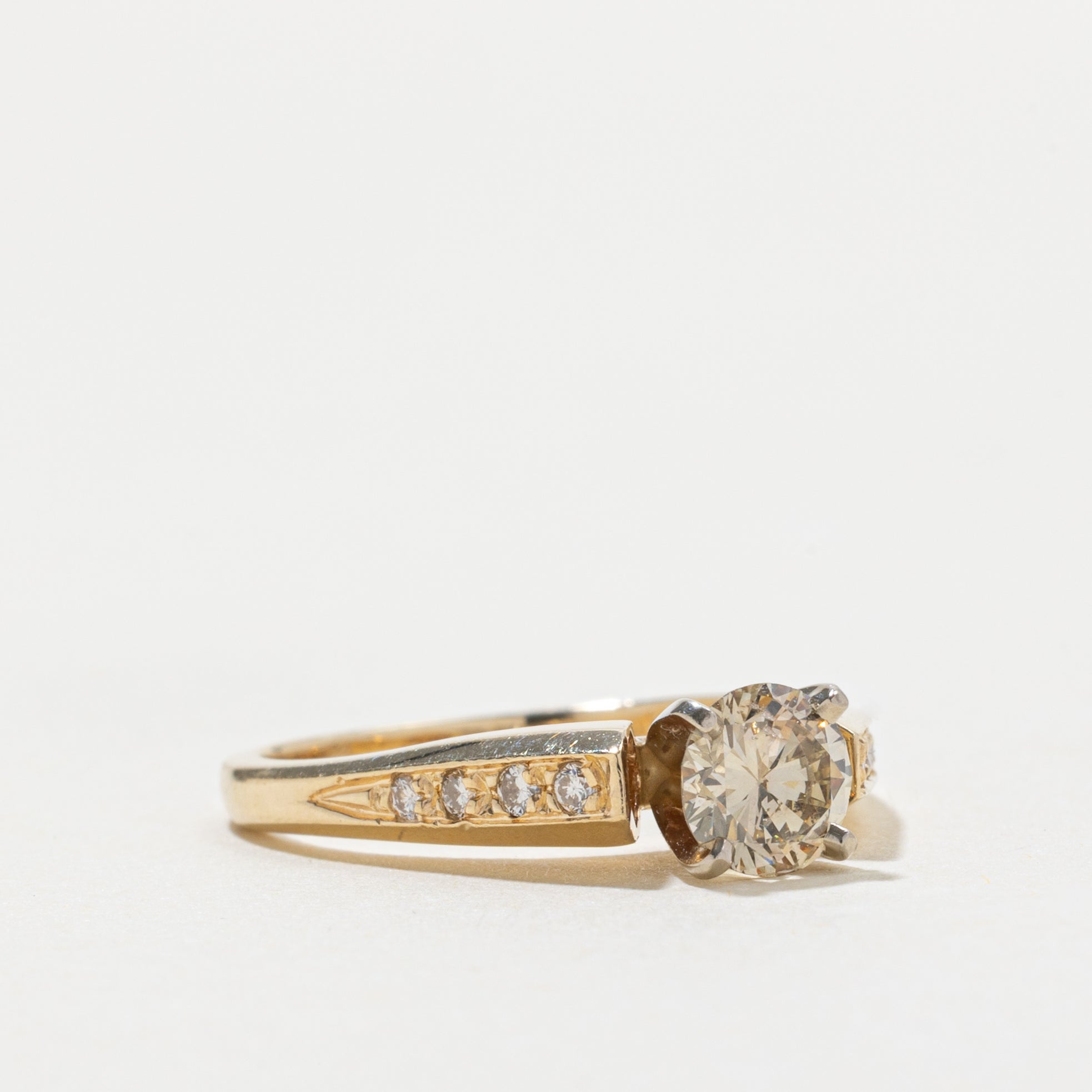 GIA Colour-Treated Pinkish Orange Diamond Accented Ring | 0.61ct SI2/I1, 0.16ctw | SZ 6
