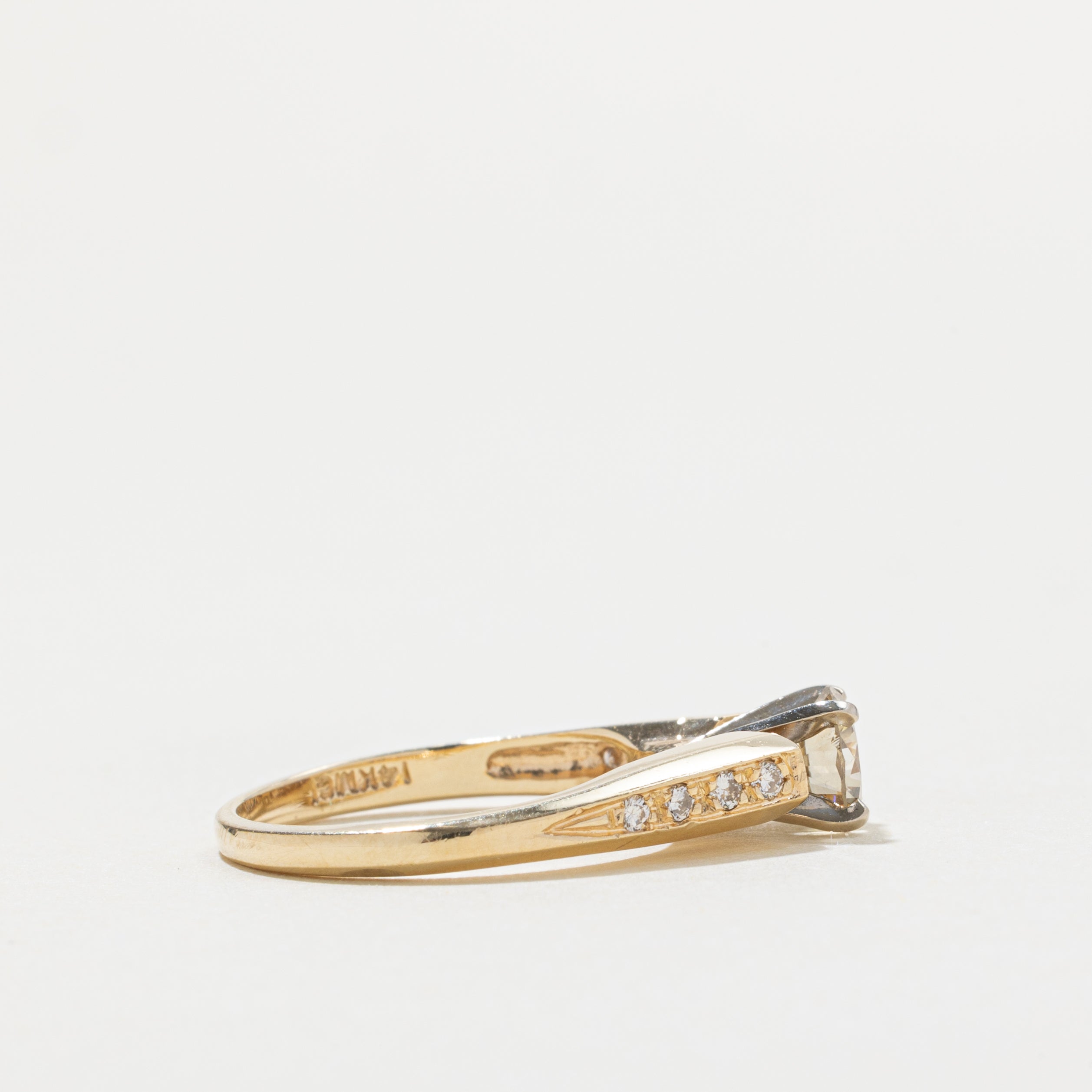 GIA Colour-Treated Pinkish Orange Diamond Accented Ring | 0.61ct SI2/I1, 0.16ctw | SZ 6