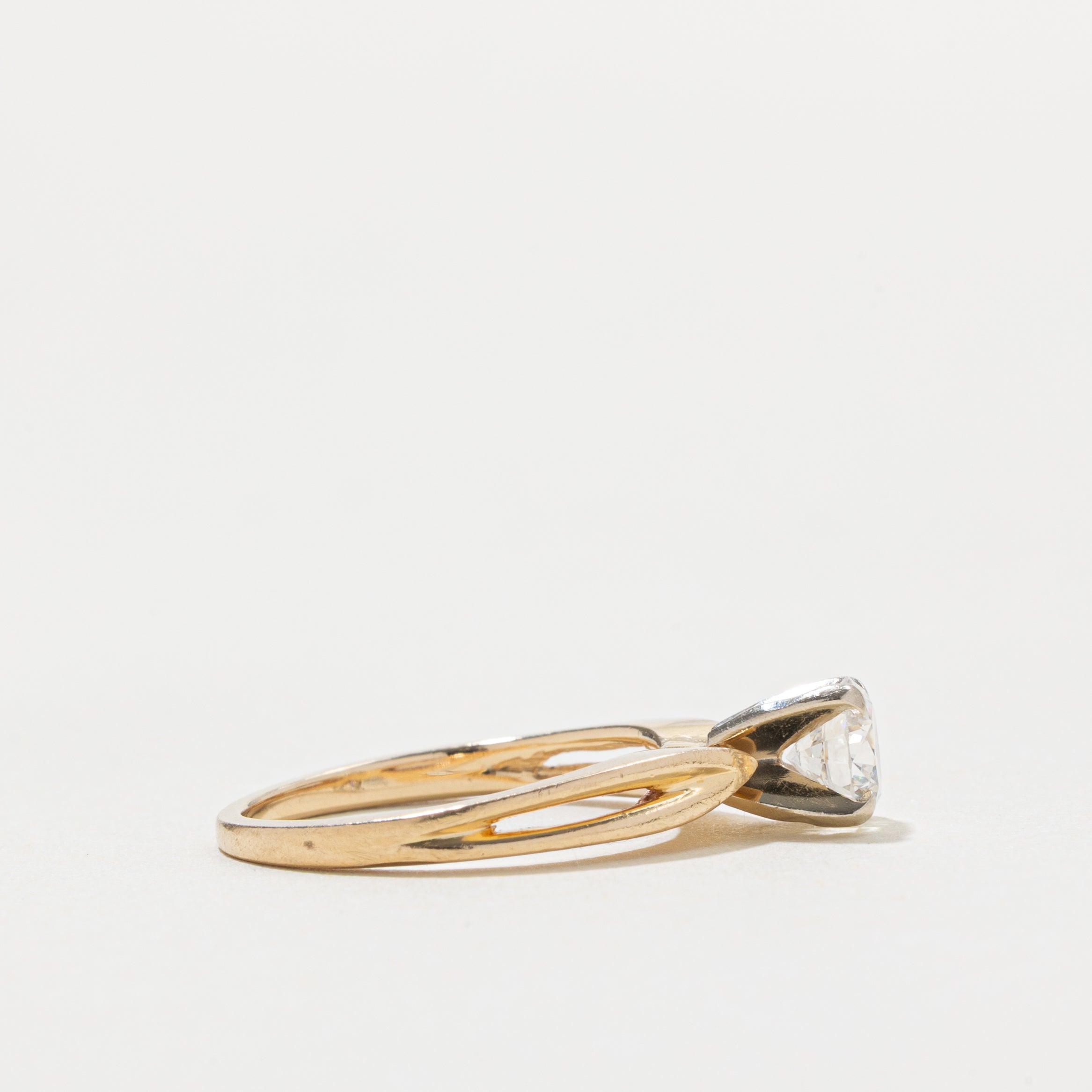 14k Solitaire Diamond Open Shank Ring | 0.55ct VS1 I | SZ 3.75