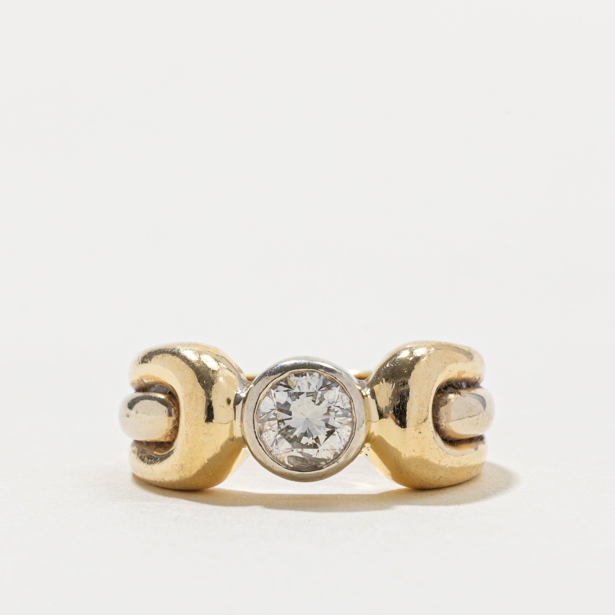 18k Bezel Set Diamond Looped Ring | 0.70ct SI2/I1 I | SZ 4.75