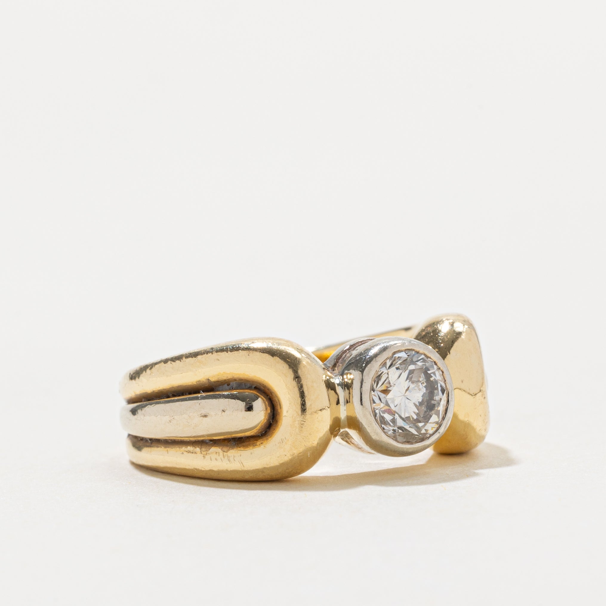18k Bezel Set Diamond Looped Ring | 0.70ct SI2/I1 I | SZ 4.75