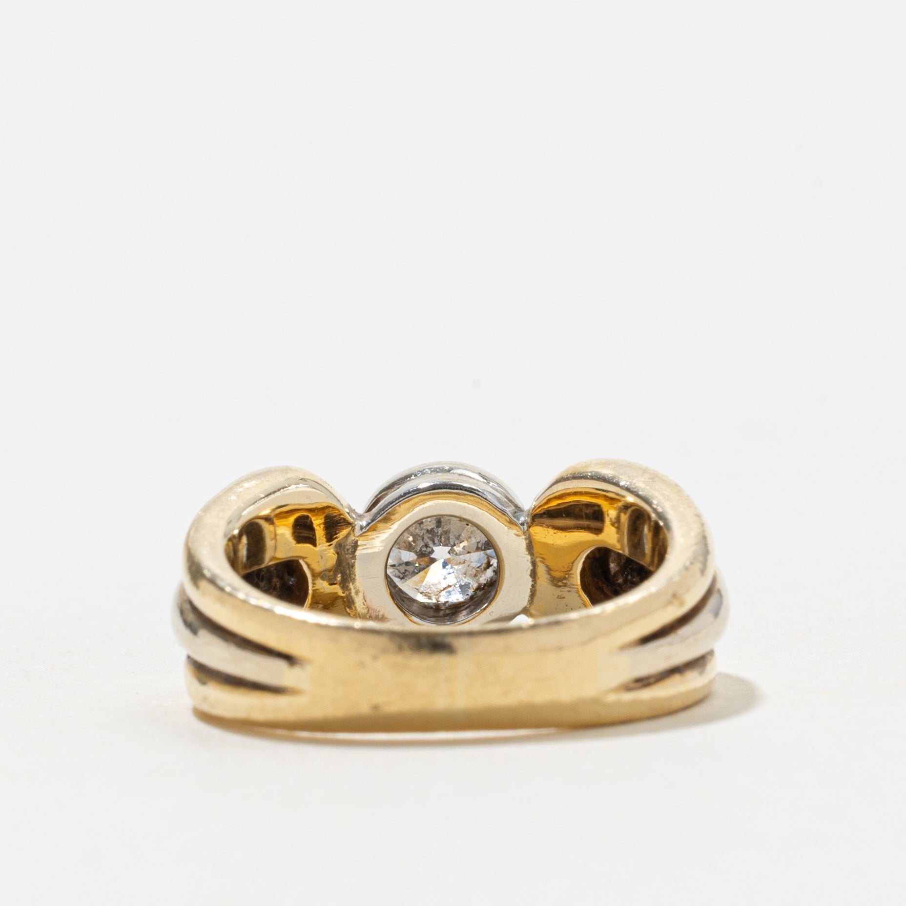 18k Bezel Set Diamond Looped Ring | 0.70ct SI2/I1 I | SZ 4.75