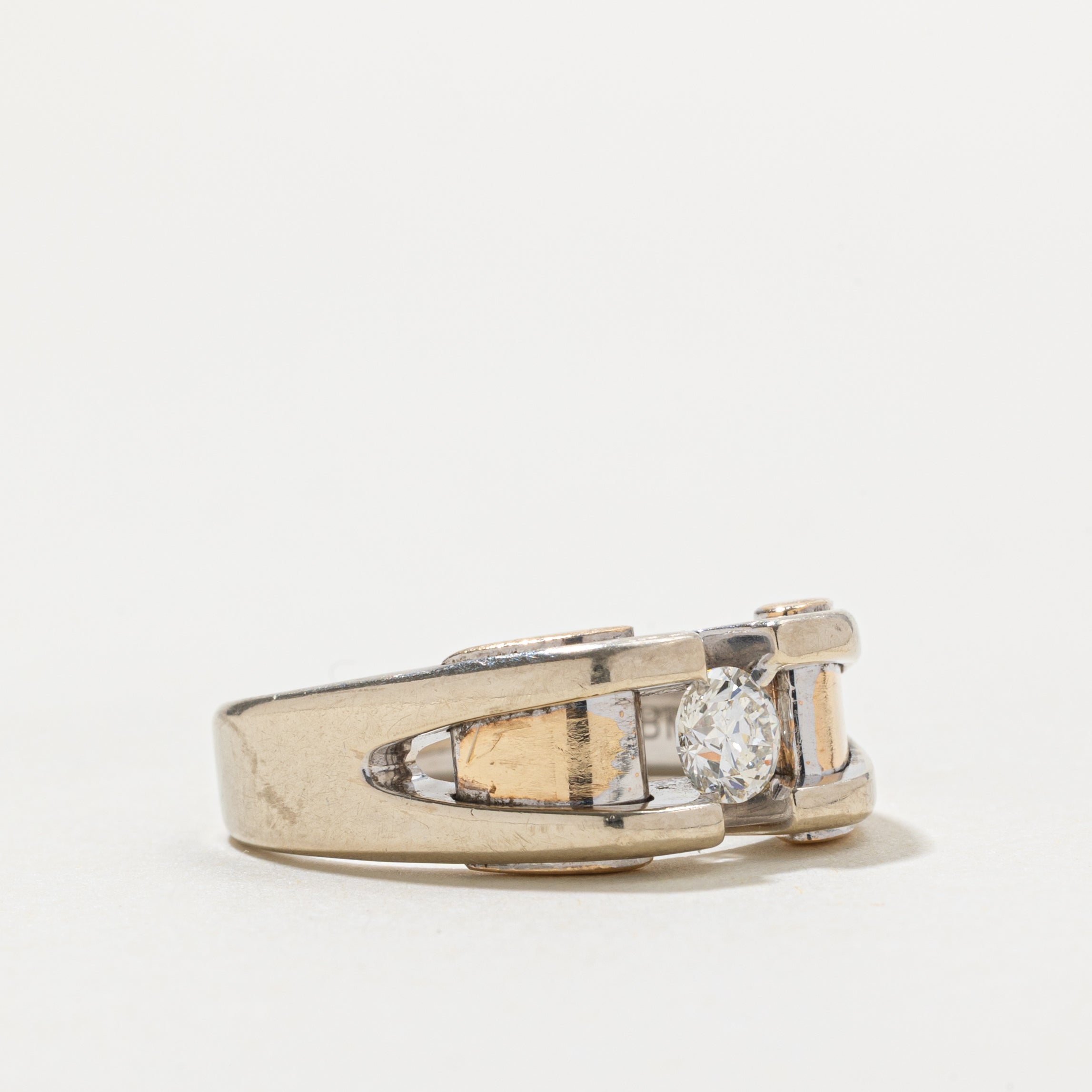 10k Deep Set Diamond Chunky Ring | 0.36ct SI1 G/H | SZ 8
