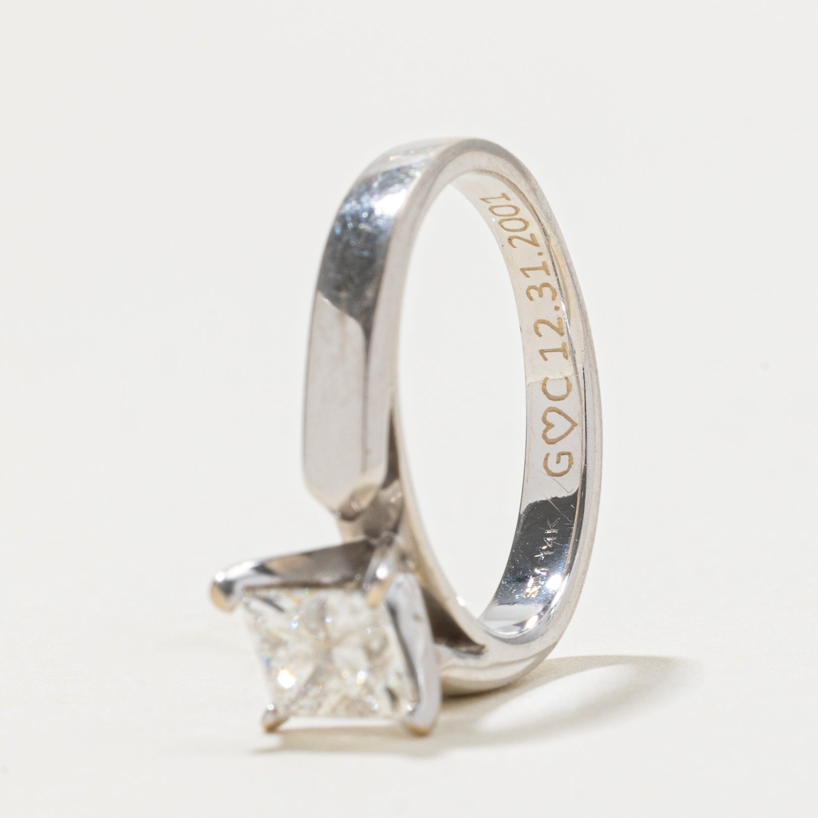 14k Solitaire Princess Cut Diamond Ring | 1.01ct I2 I | SZ 5.75