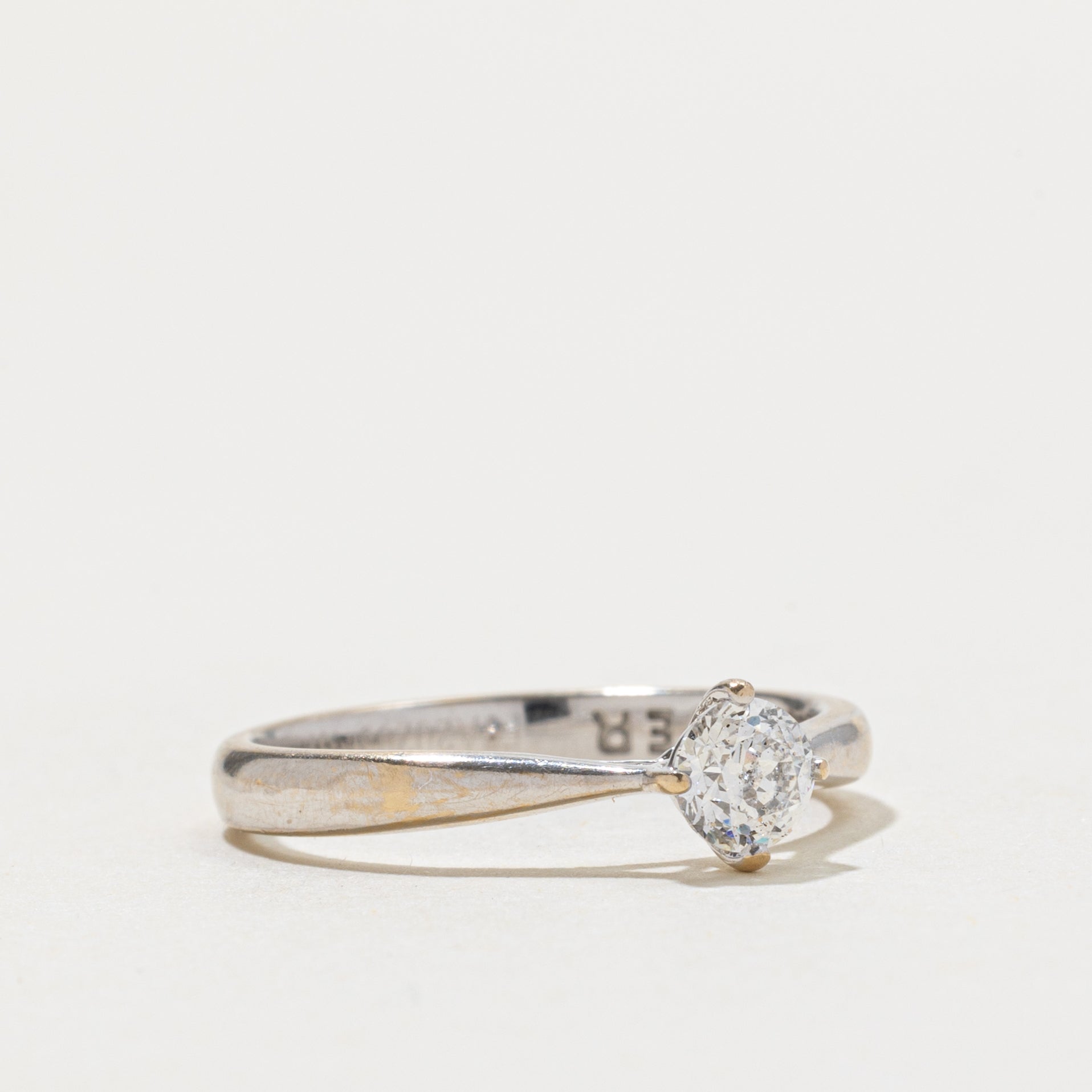 Birmingham 18k Solitaire Diamond Reverse Tapered Ring | 0.37ct I1 E | SZ 6.25