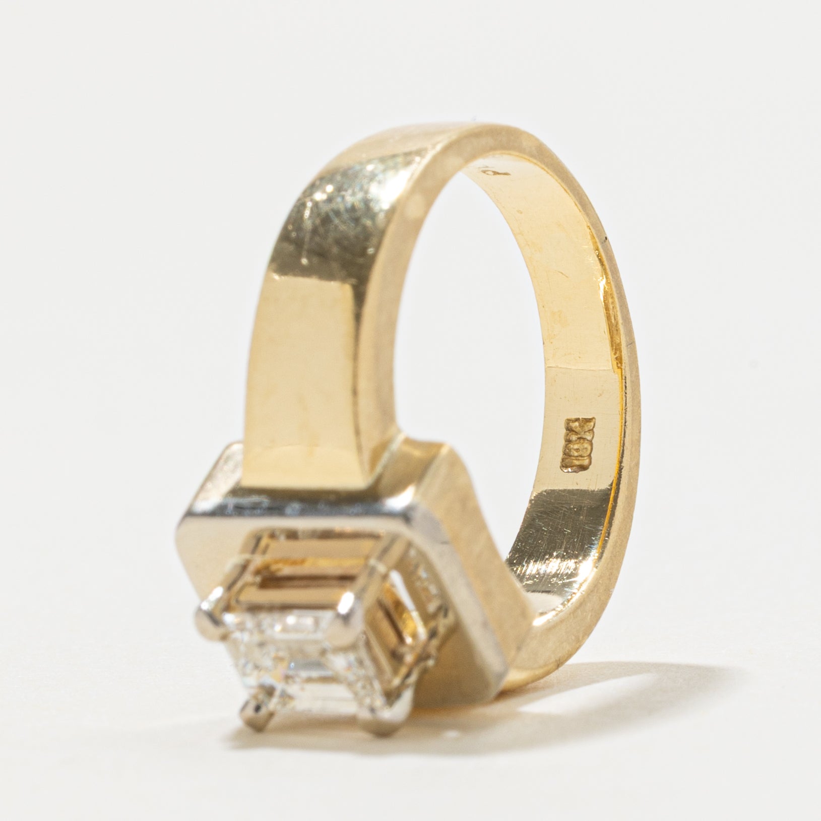 18k Emerald Cut Diamond Framed Ring | 0.57ct VS1 G/H | SZ 5.5