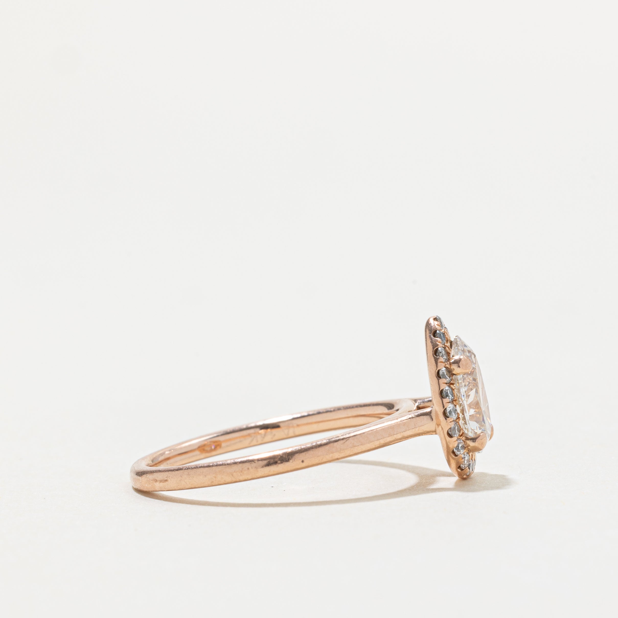 GIA Pear Cut Diamond Halo Ring | GIA 0.80ct SI1 H, 0.15ctw | SZ 6.25
