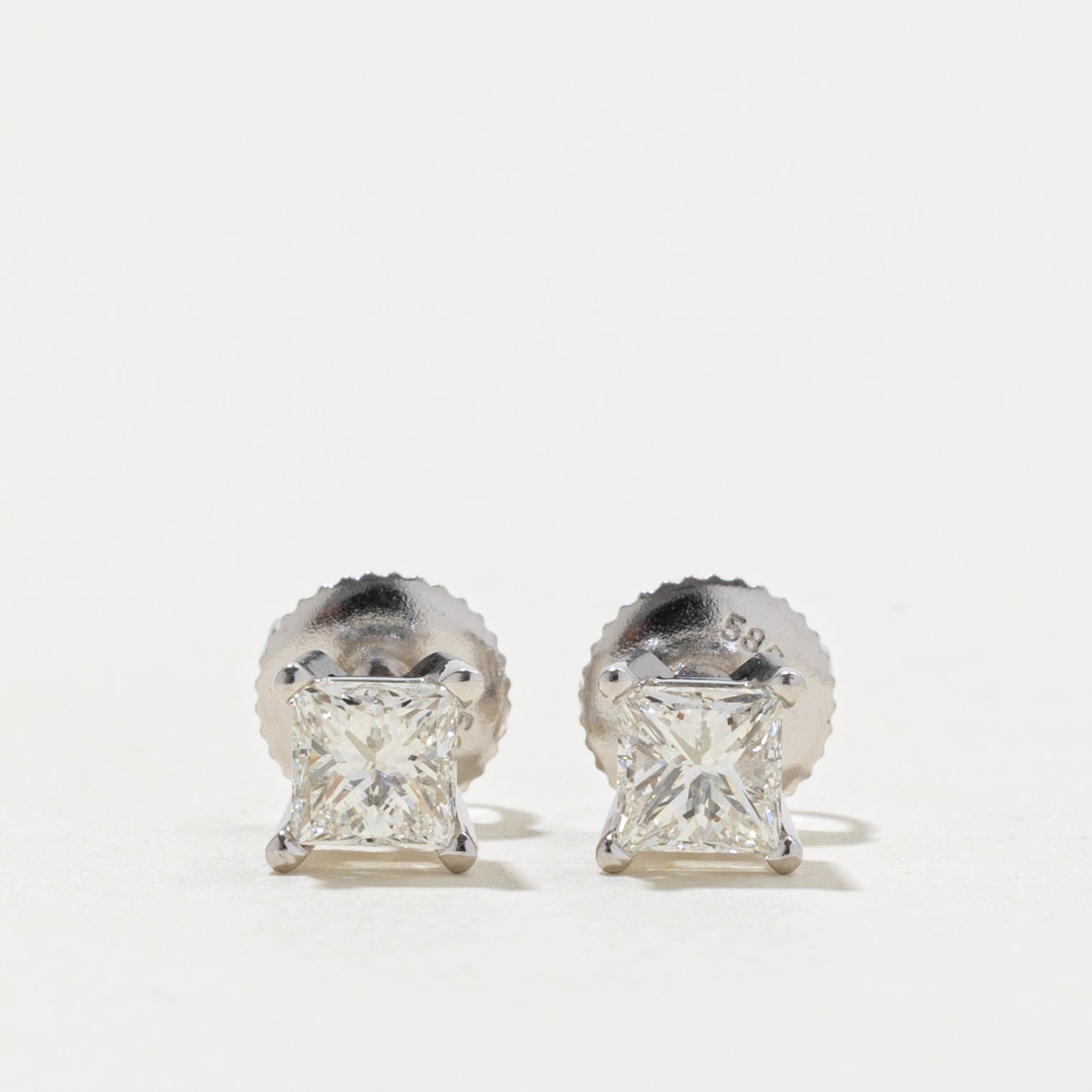 14k Princess Cut Diamond Stud Earrings | 1.40ctw VS1 E/F