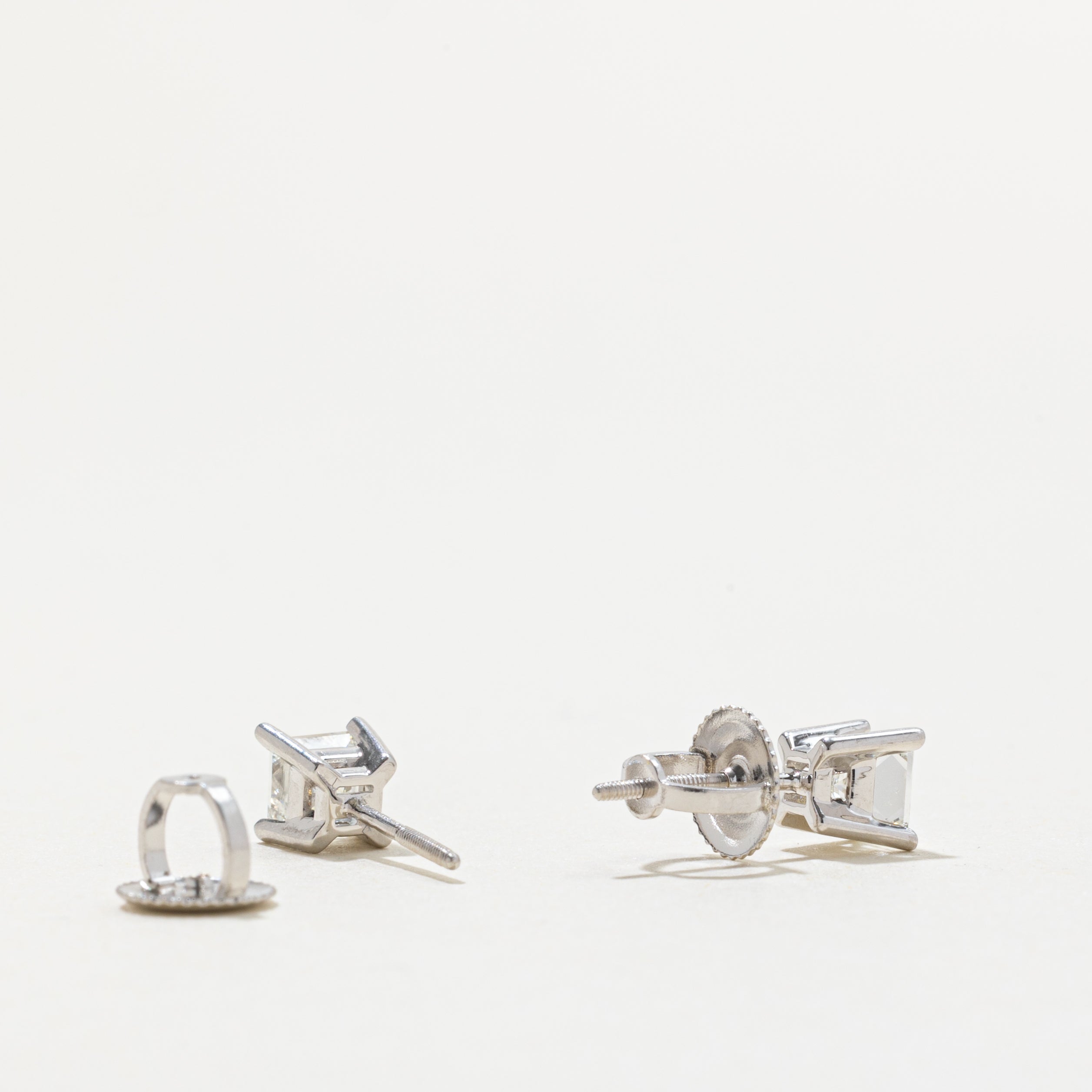 14k Princess Cut Diamond Stud Earrings | 1.40ctw VS1 E/F