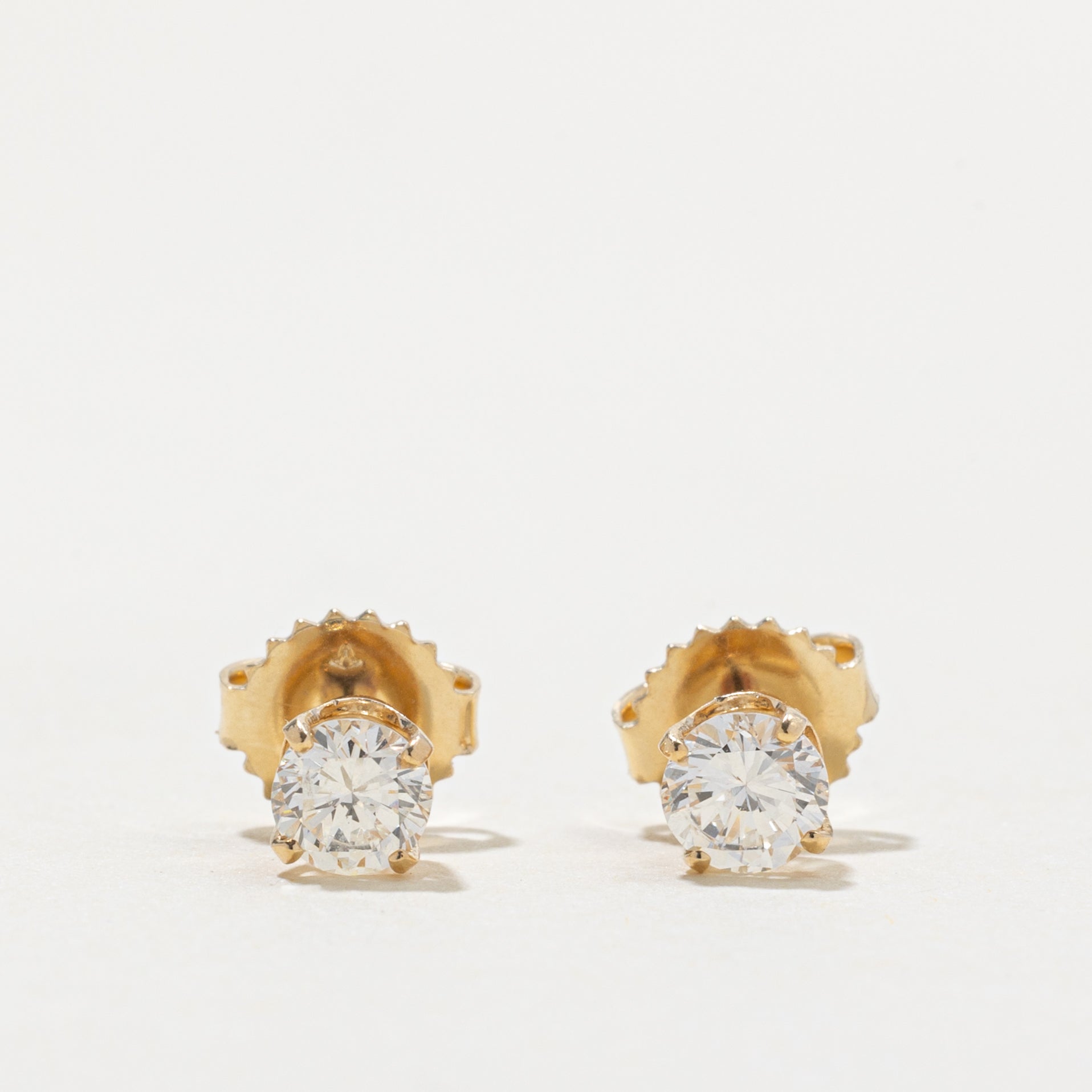 14k Solitaire Diamond Stud Earrings | 1.5ctw SI1/SI2 I