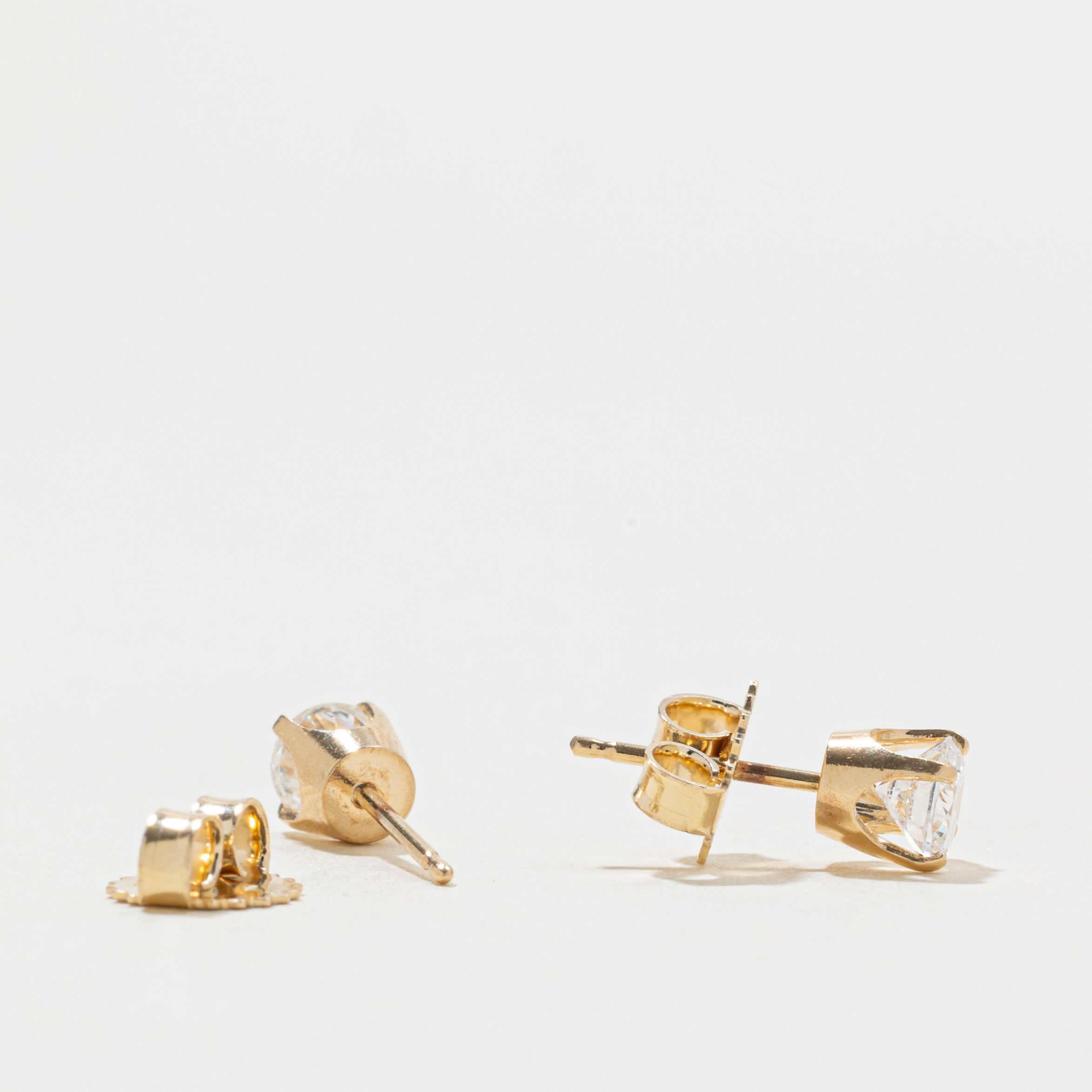 14k Solitaire Diamond Stud Earrings | 1.5ctw SI1/SI2 I