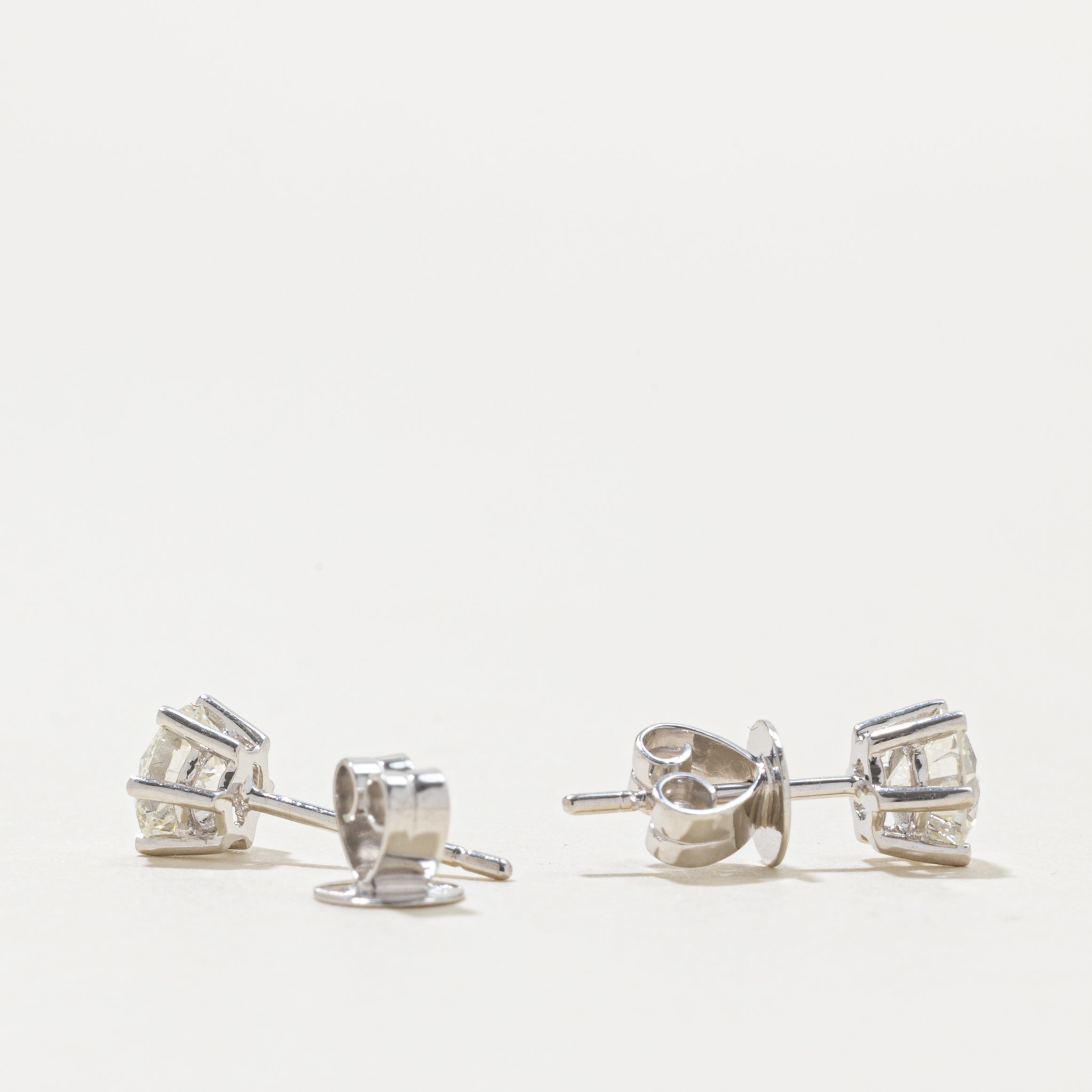 18k Solitaire Diamond Stud Earrings | 2.40ctw SI1/SI2 G/H