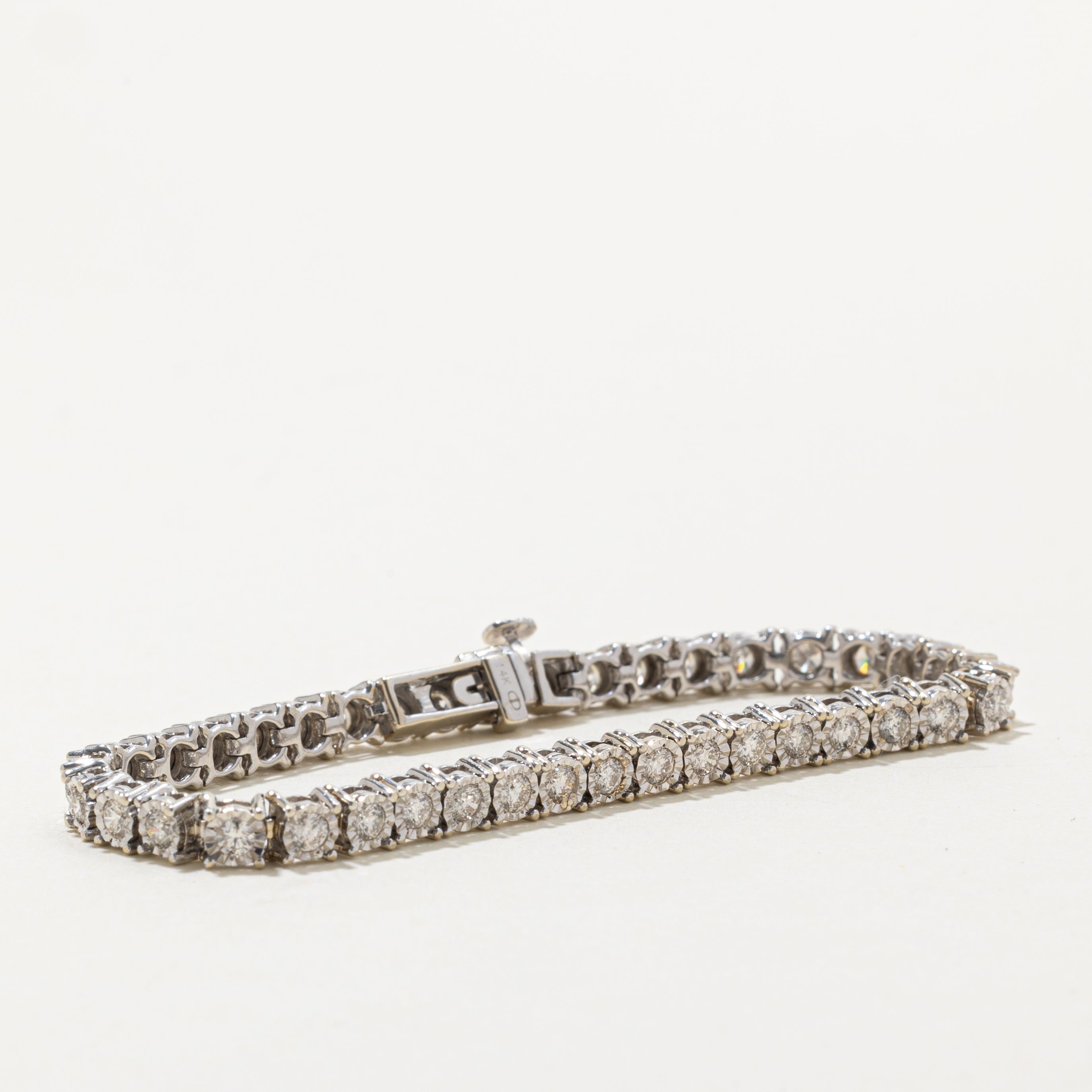 14k White Gold Illusion Set Diamond Tennis Bracelet | 2.65ctw | 6.25"