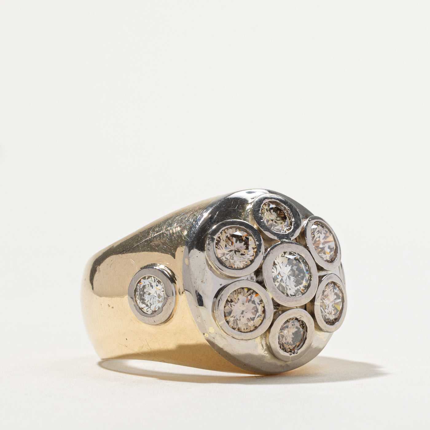 Bezel Set Diamond Cluster Chunky Cocktail Ring | 3.13ctw | SZ 11.5