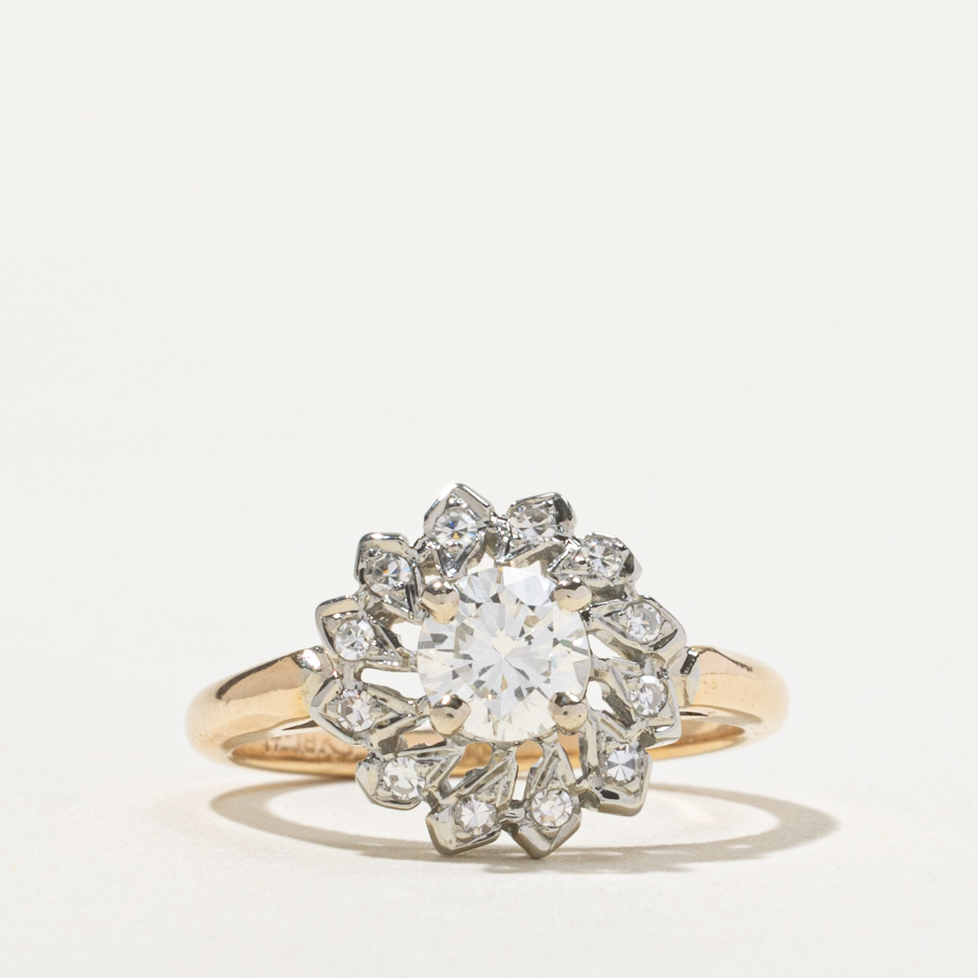 14k Diamond Floral Halo Ring | 0.53ct VS1/VS2 I/J, 0.18ctw | SZ 5