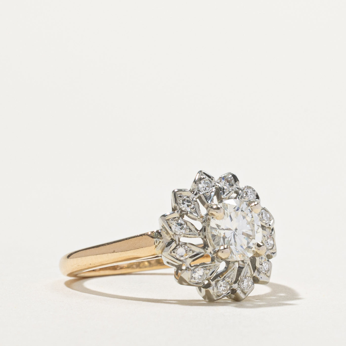 14k Diamond Floral Halo Ring | 0.53ct VS1/VS2 I/J, 0.18ctw | SZ 5