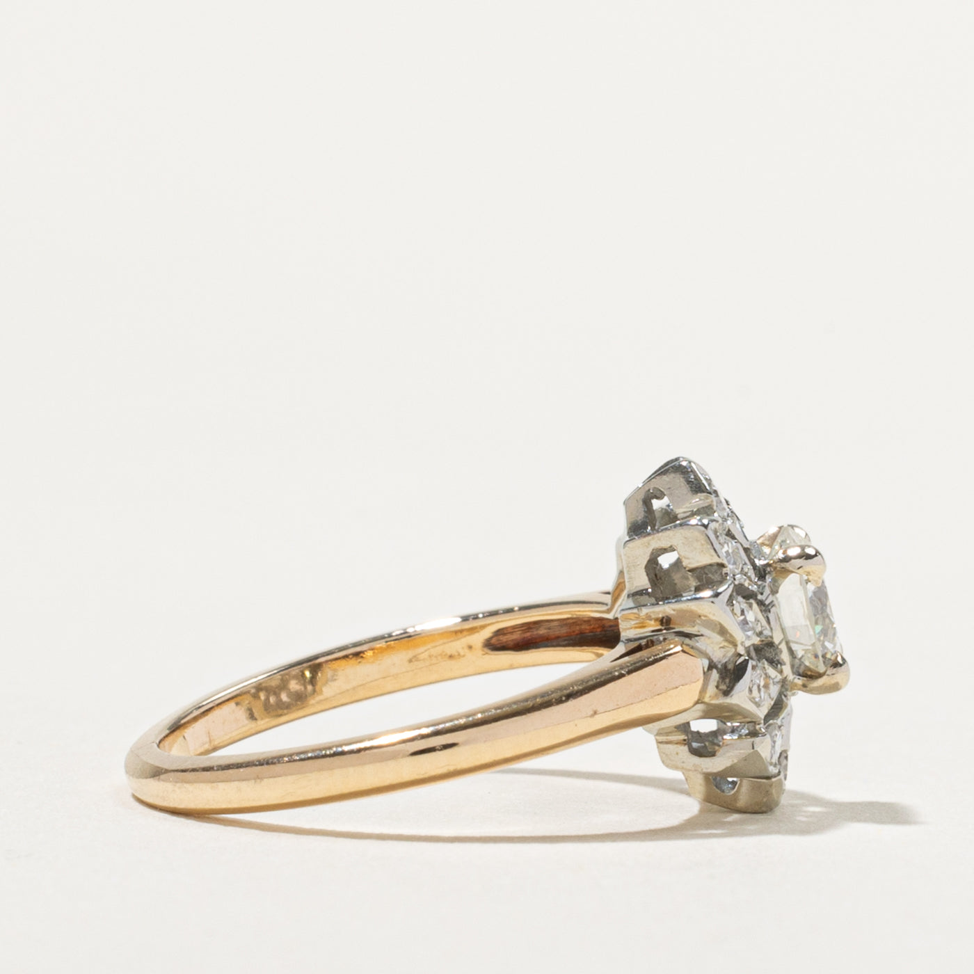 14k Diamond Floral Halo Ring | 0.53ct VS1/VS2 I/J, 0.18ctw | SZ 5