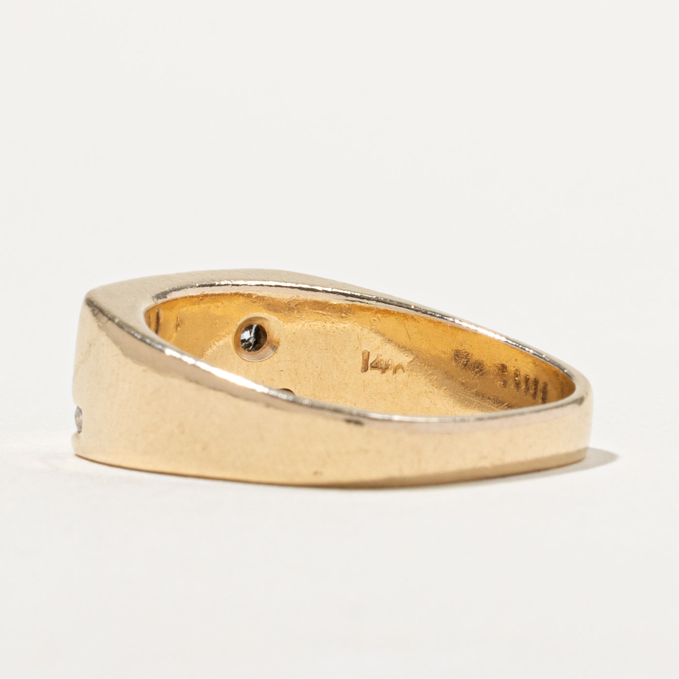 14k Flush Set Diamond Accented Ring | 0.55ctw | SZ 10