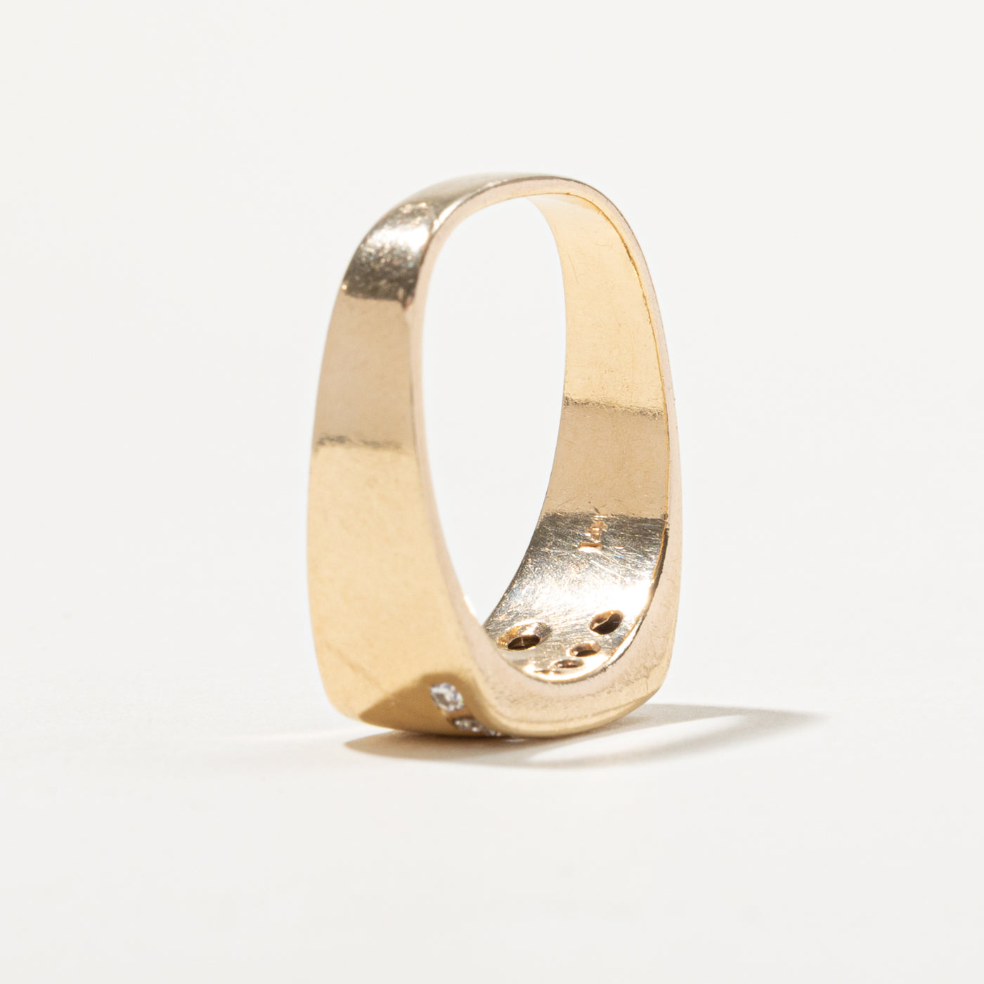 14k Flush Set Diamond Accented Ring | 0.55ctw | SZ 10