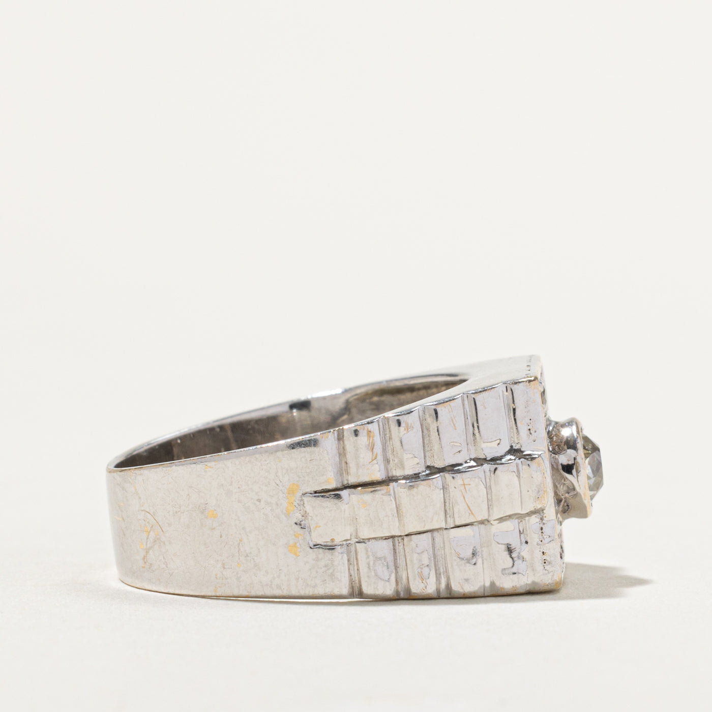 14k Diamond Square Halo Grooved Cocktail Ring | 1.05ctw | SZ 10.5