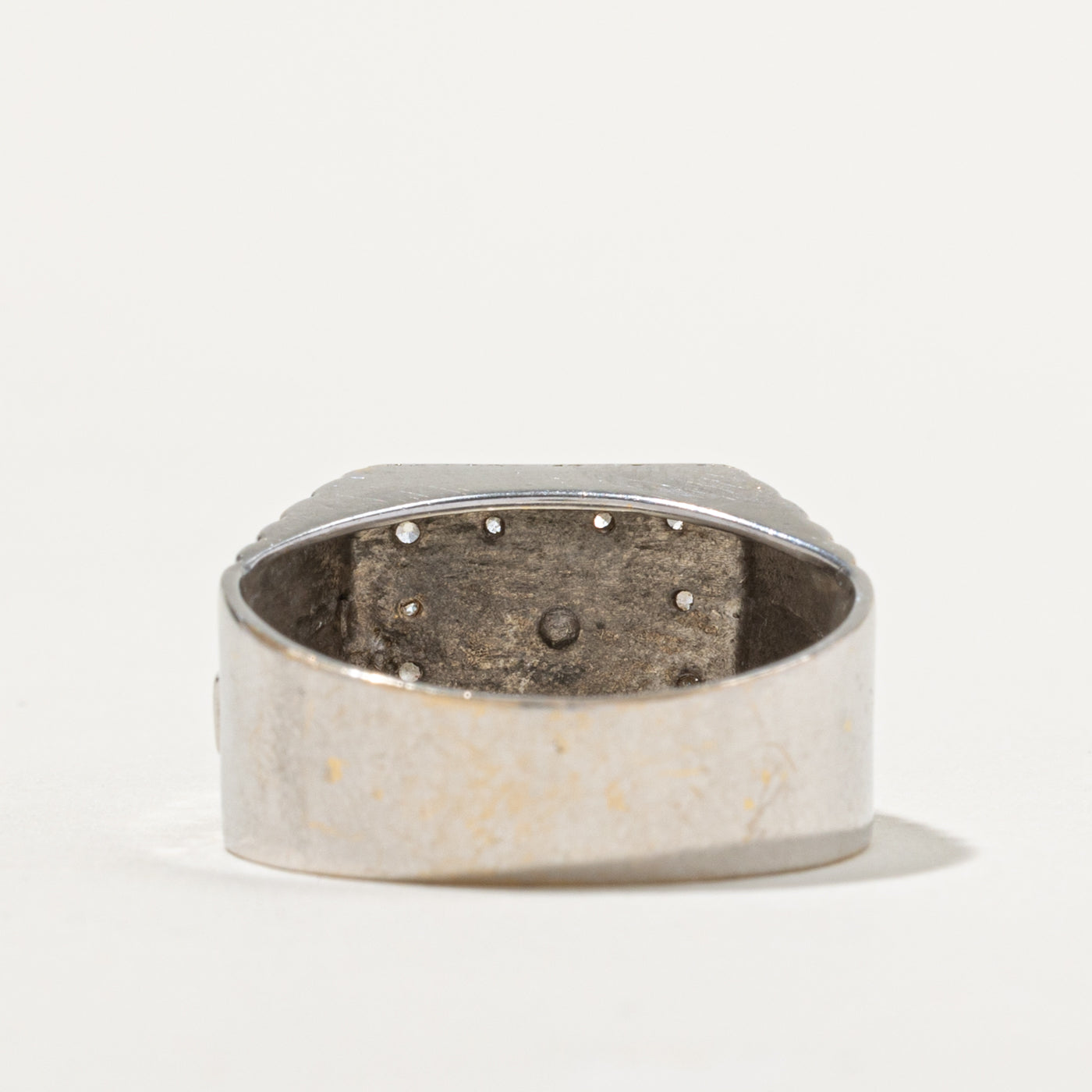 14k Diamond Square Halo Grooved Cocktail Ring | 1.05ctw | SZ 10.5