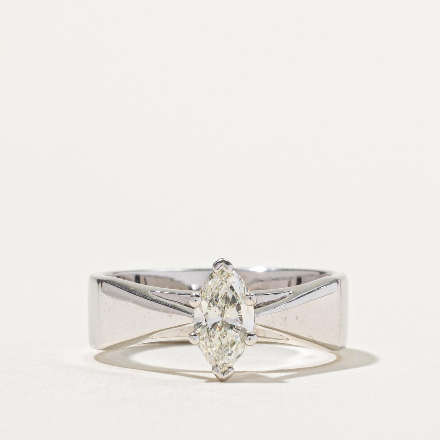 18k Marquise Cut Diamond Reverse Tapered Ring | 0.52ct SI2 J | SZ 7