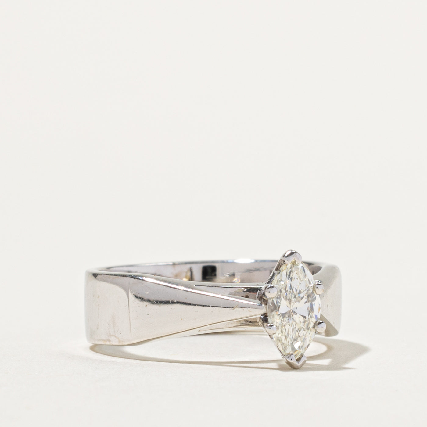 18k Marquise Cut Diamond Reverse Tapered Ring | 0.52ct SI2 J | SZ 7