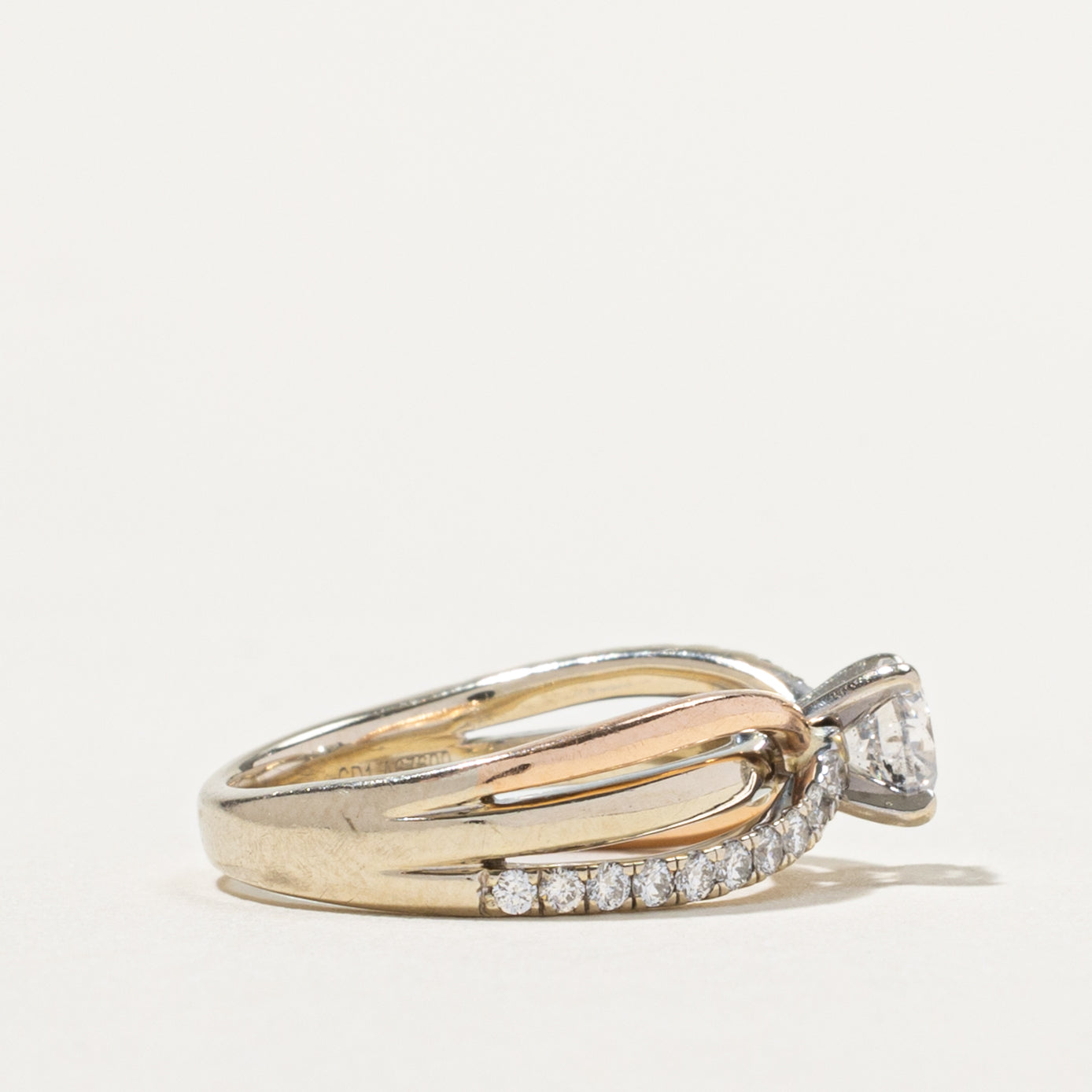 14k Tri Tone Gold Diamond Crossover Ring | 0.50ct I1 G/H, 0.30ctw | SZ 4