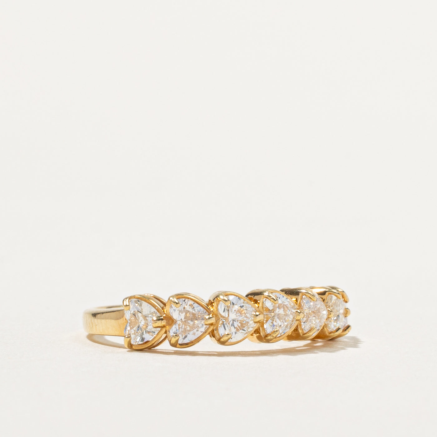 18k Heart Cut Diamond Semi Eternity Band | 1.00ctw | SZ 5.75