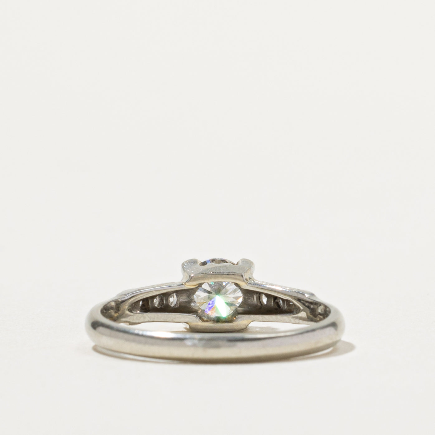 19k White Gold Diamond Accented Ring | 0.43ct VS1 G/H, 0.06ctw | SZ 6