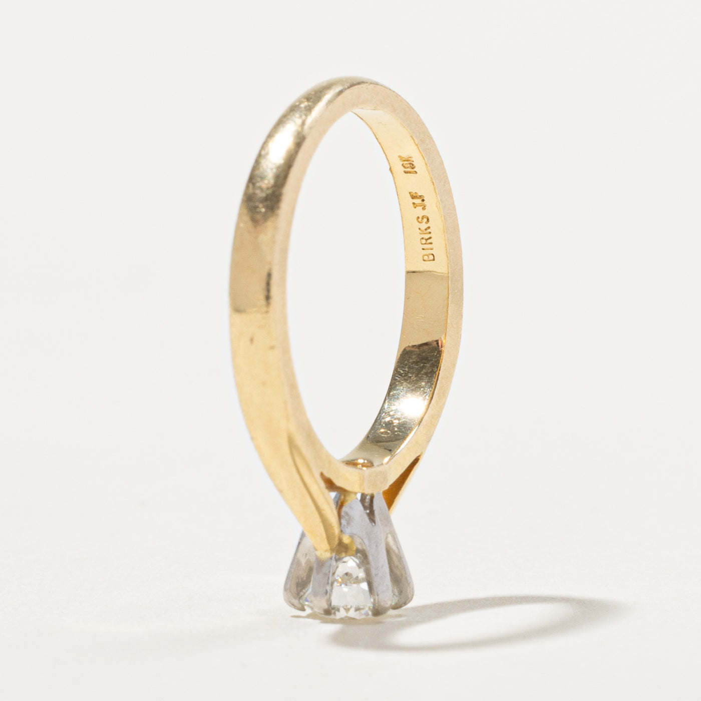 ‘Birks’ 18k Round Brilliant Cut Solitaire Diamond Ring | 0.31ct VS1 G/H | SZ 5