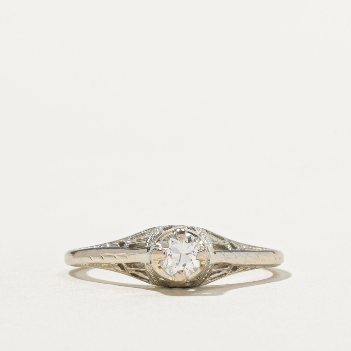 18k Old European Cut Diamond Ring | 0.24ct VS2/SI1 I/J | SZ 5.75