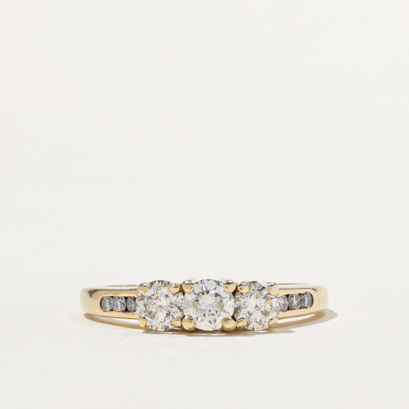 14k Three Stone Diamond Accented Ring | 0.37ctw | SZ 7.75