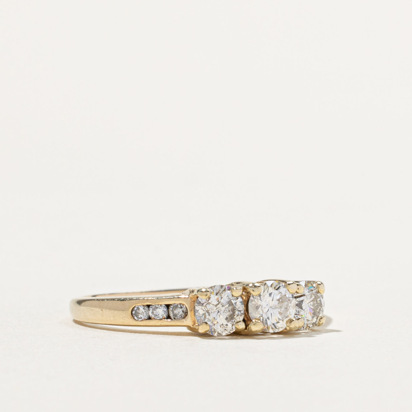 14k Three Stone Diamond Accented Ring | 0.37ctw | SZ 7.75