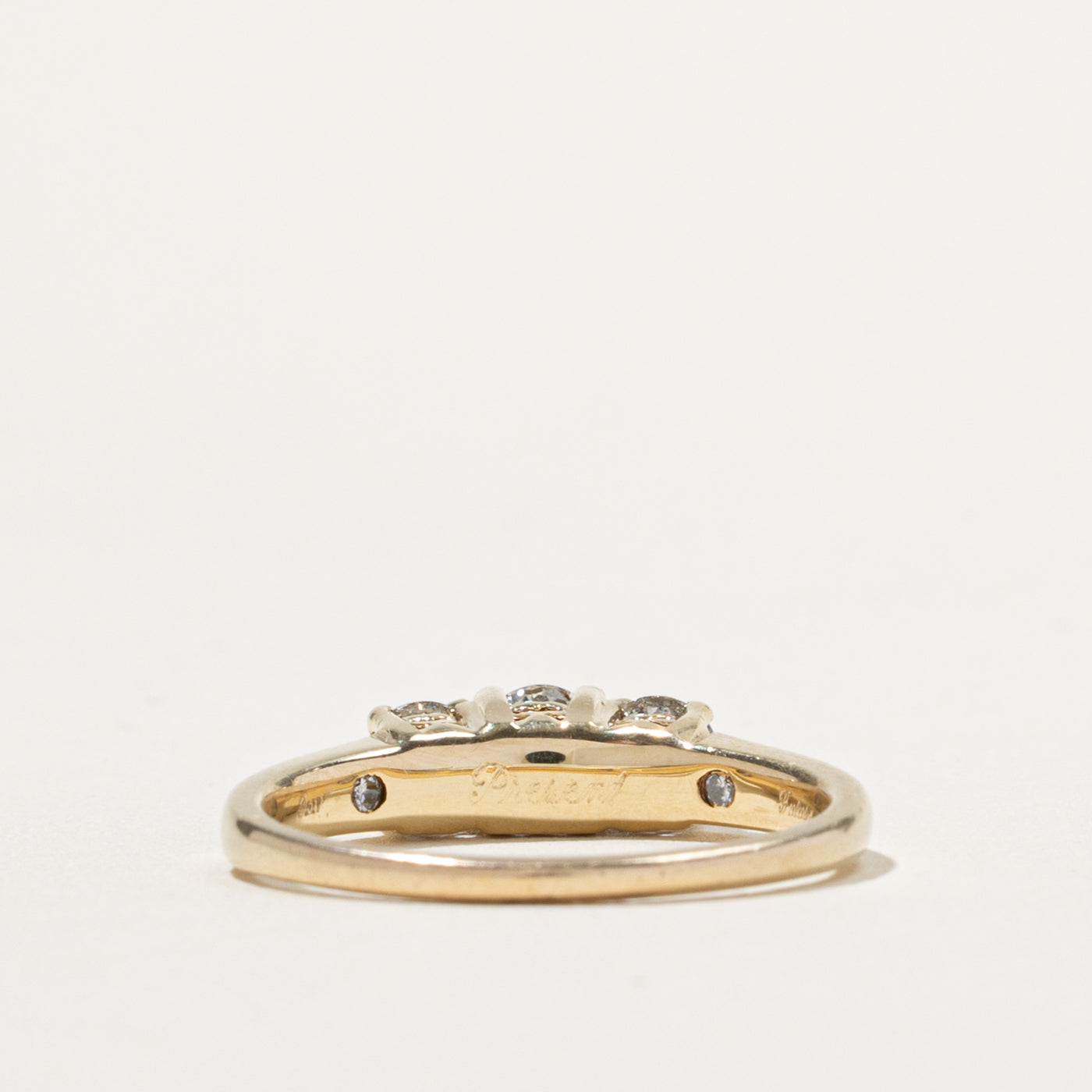 14k Three Stone Diamond Accented Ring | 0.37ctw | SZ 7.75