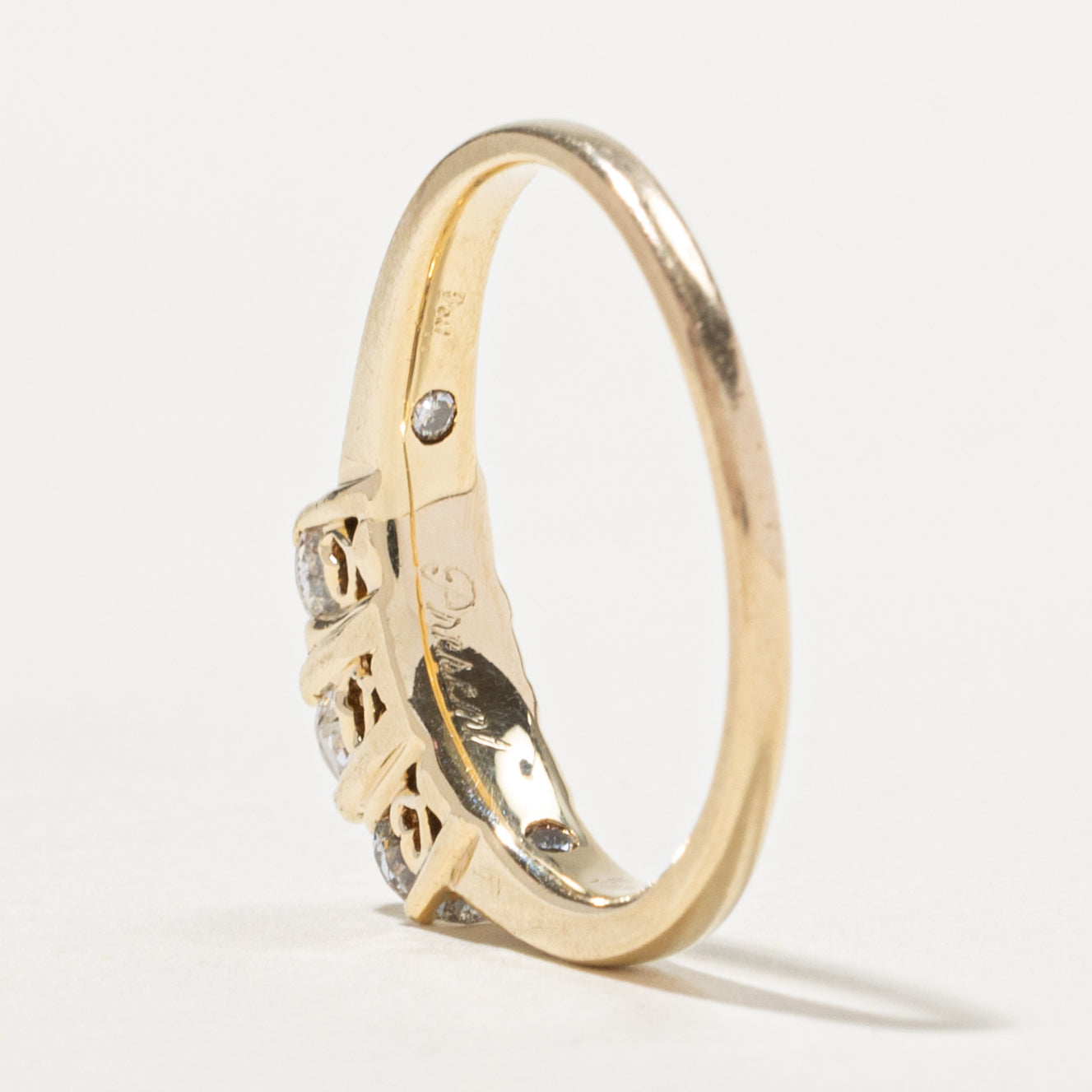 14k Three Stone Diamond Accented Ring | 0.37ctw | SZ 7.75