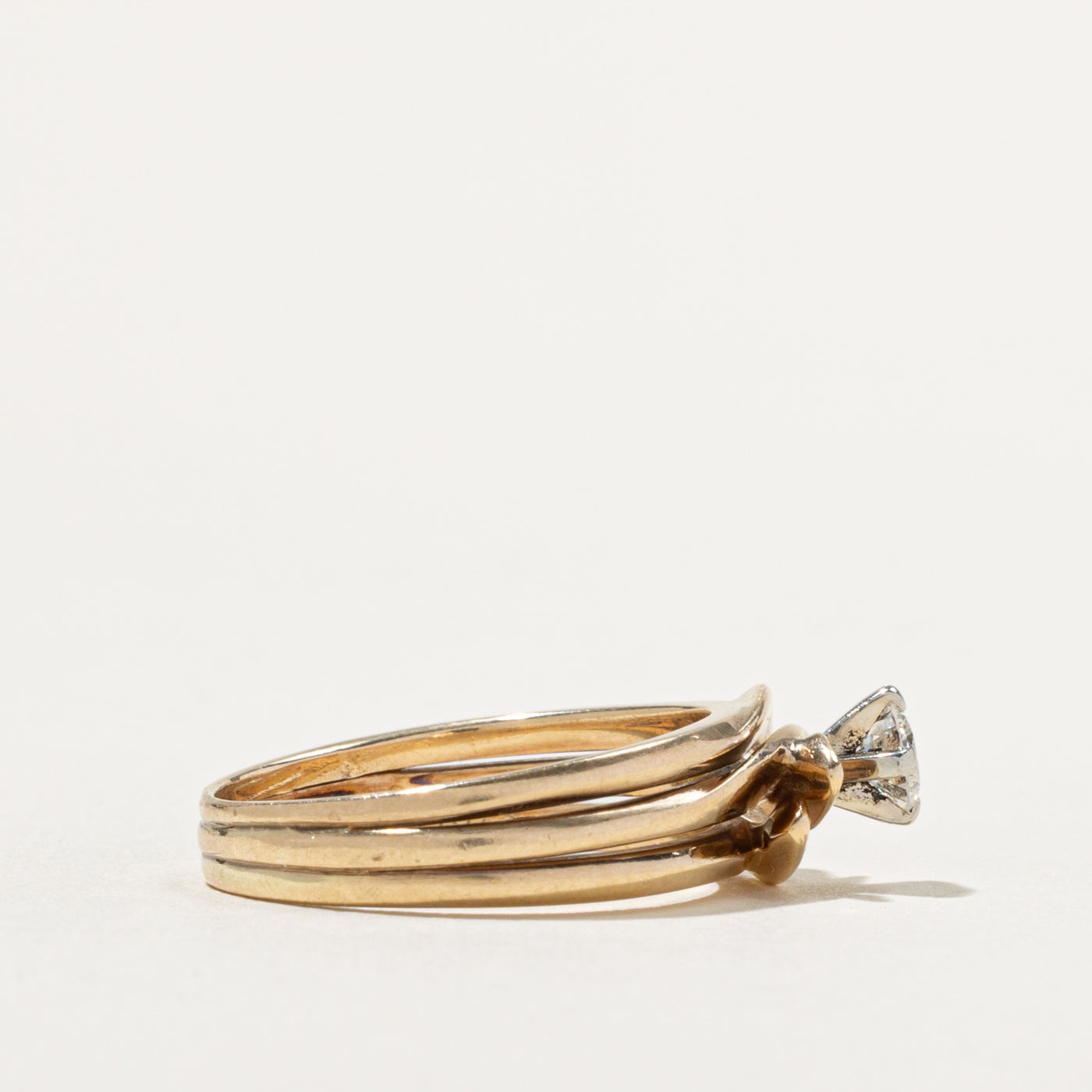 14k  Solitaire Diamond Grooved Ring | 0.28ct | SZ 8.25