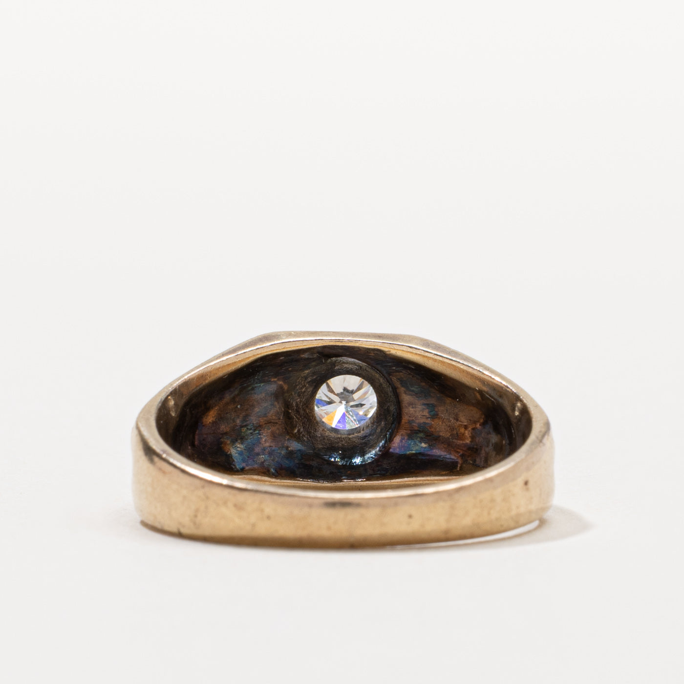 10k Round Brilliant Cut Diamond Textured Ring | SZ 9