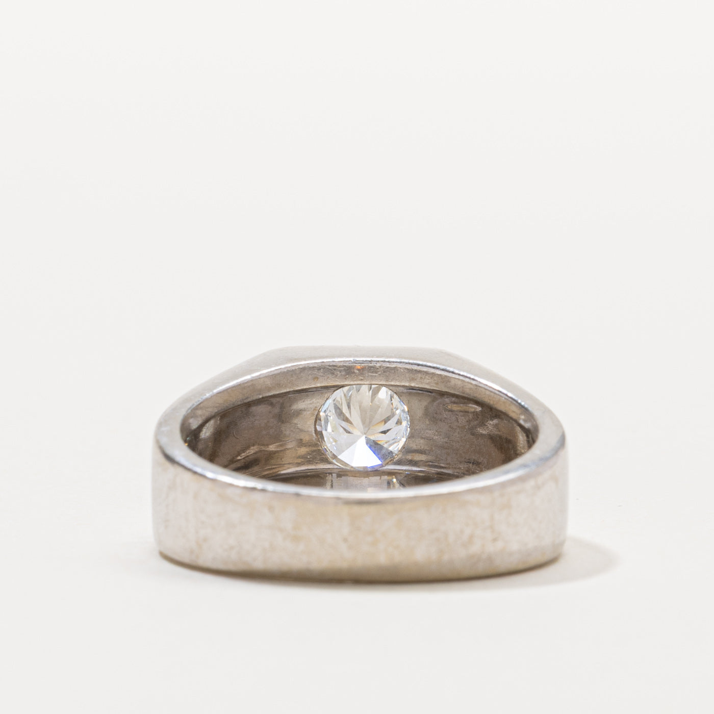 14k Round Brilliant Diamond Signet Ring | 0.65ct SI1/SI2 I | SZ 8.75