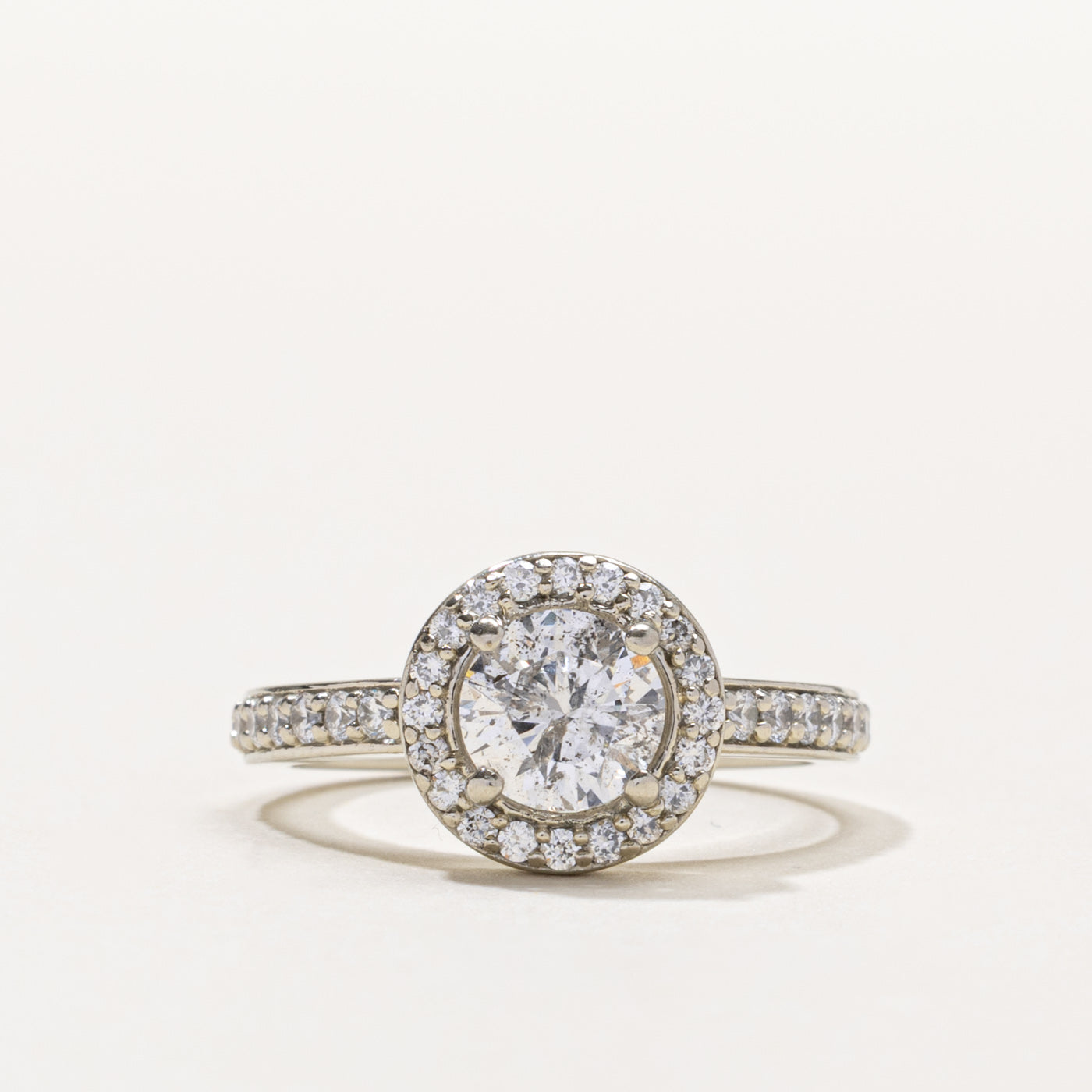 Round Brilliant Cut Diamond Halo Ring | 0.90ct I2 H, 0.40ctw | SZ 5.75