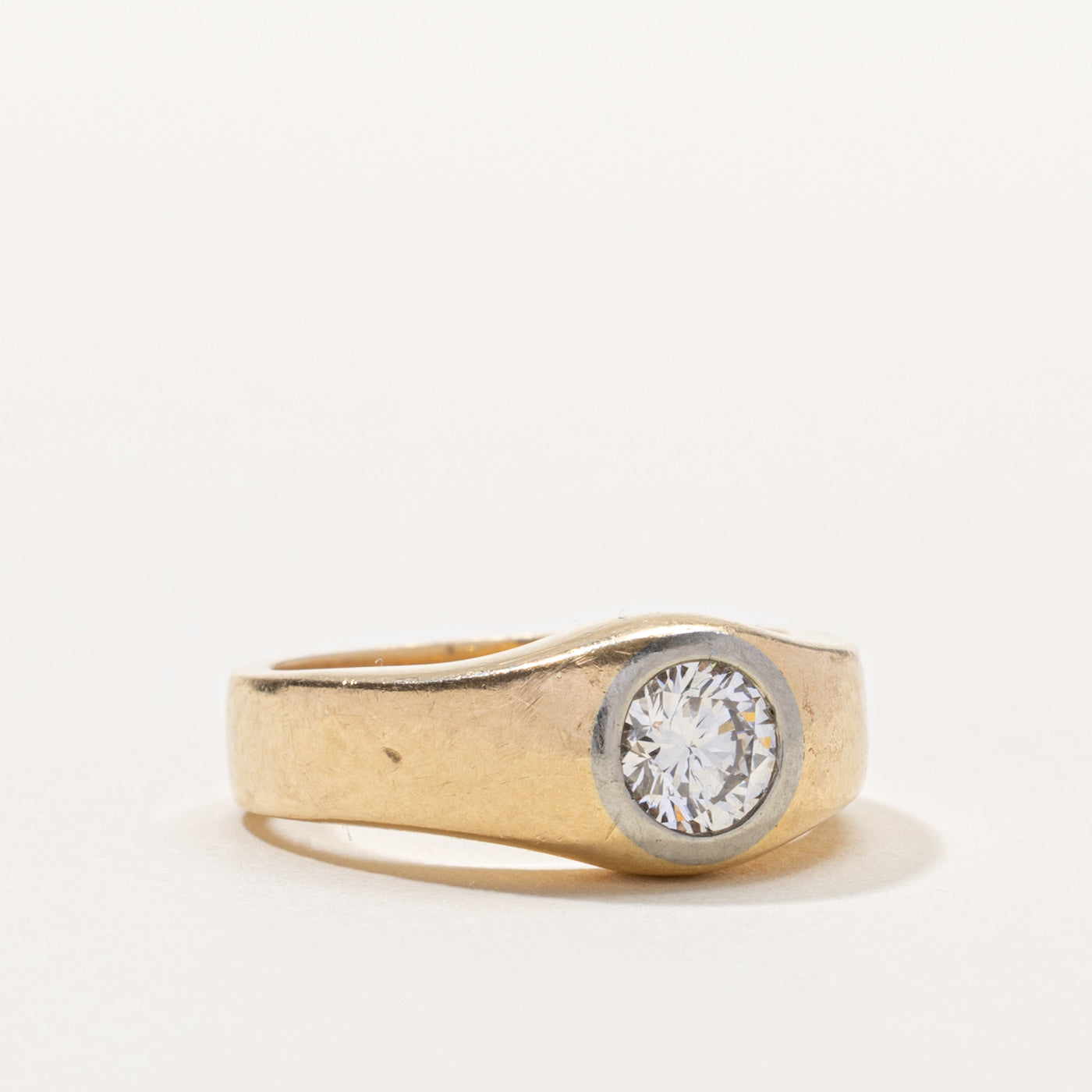 14k Bezel Set Round Brilliant Cut Diamond Ring | 0.50ct VS1/VS2 G/H | SZ 5