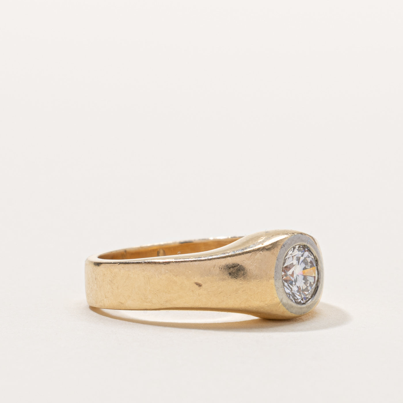 14k Bezel Set Round Brilliant Cut Diamond Ring | 0.50ct VS1/VS2 G/H | SZ 5