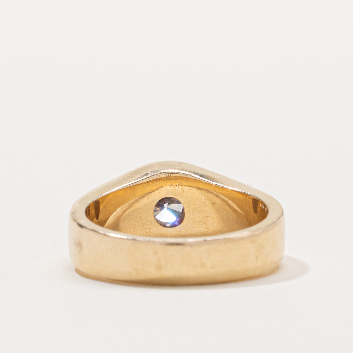 14k Bezel Set Round Brilliant Cut Diamond Ring | 0.50ct VS1/VS2 G/H | SZ 5